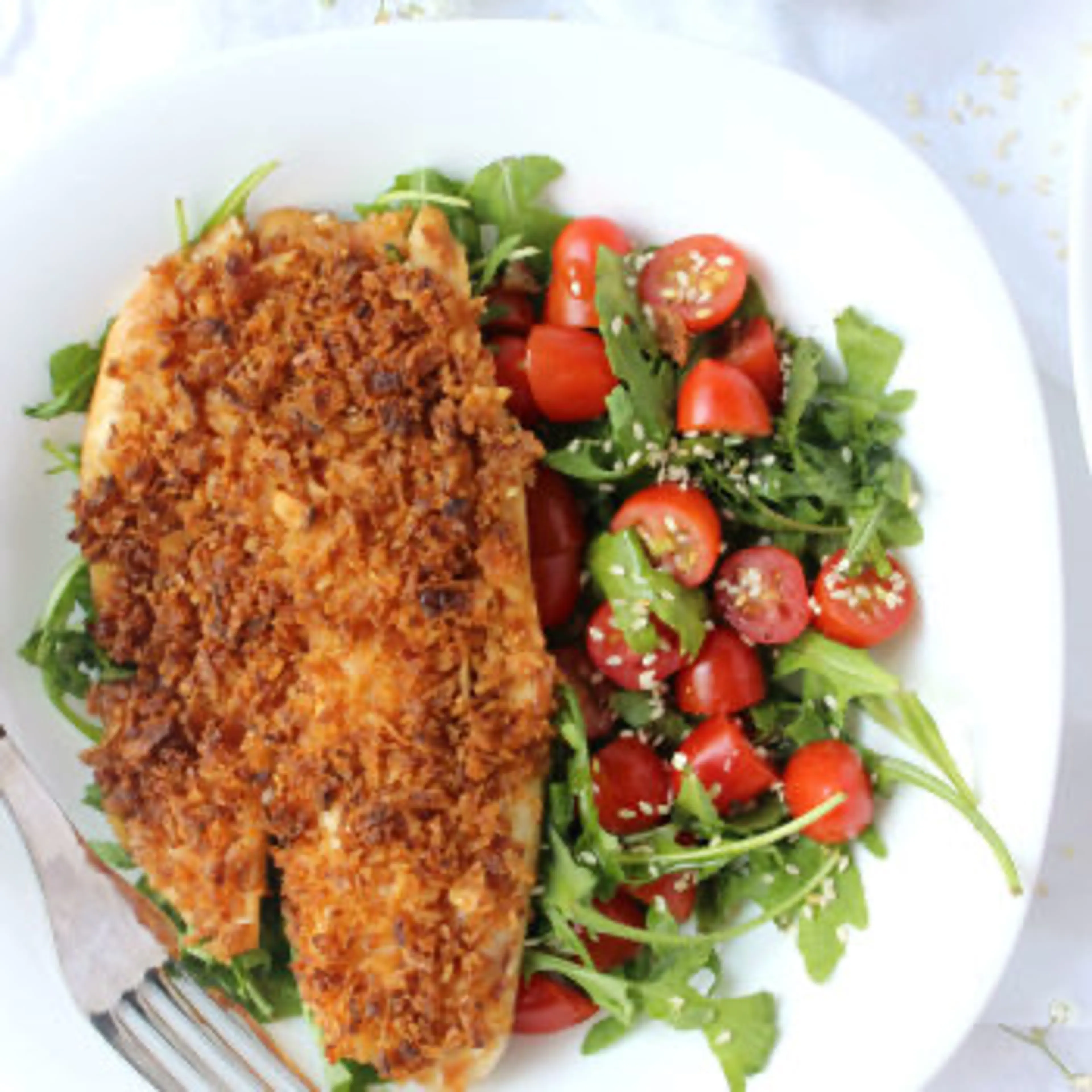 Dinner for Two: Fried Onion-Crusted Tilapia w/ Sesame Ginger
