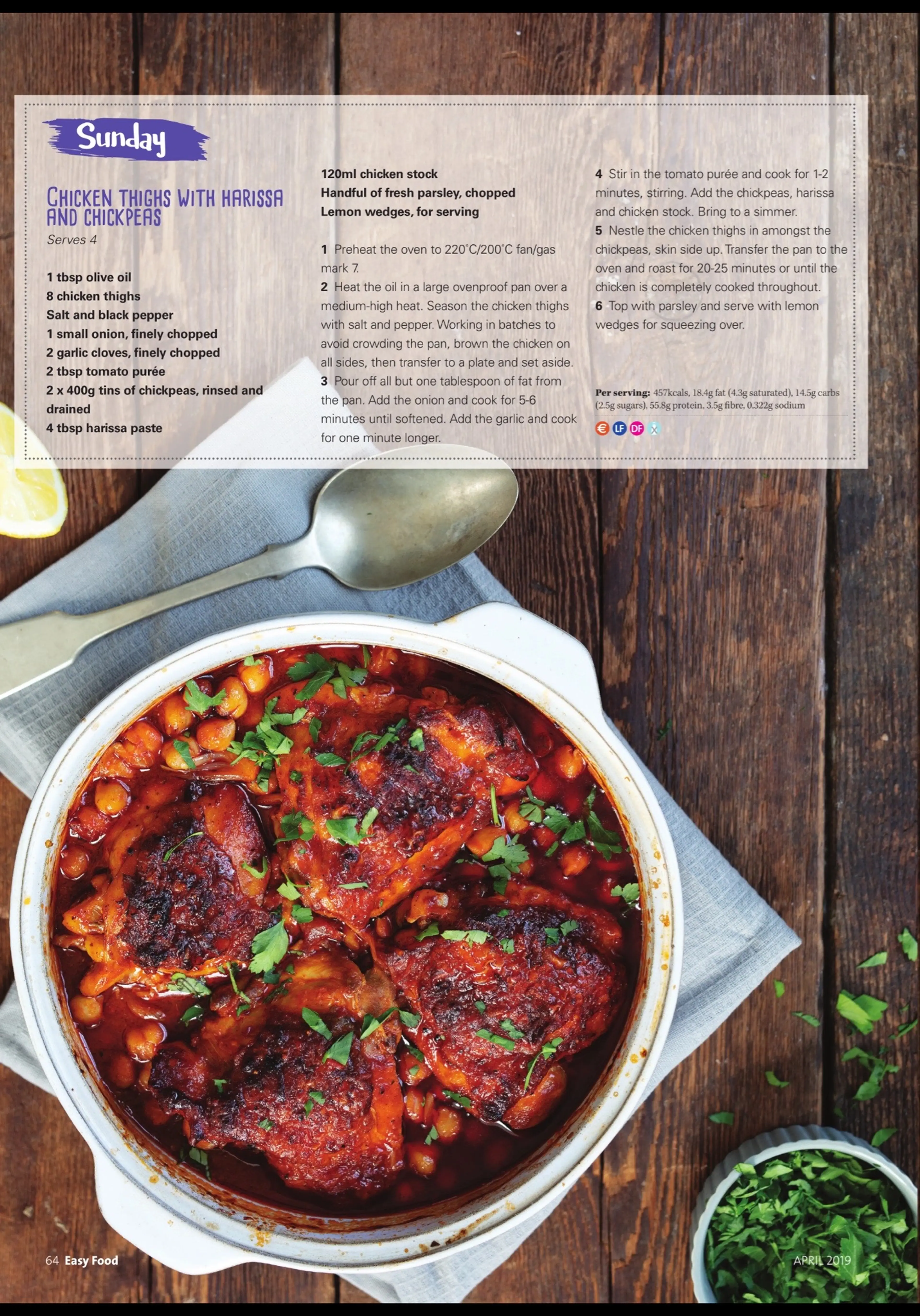 CHICKEN THIGHS WITH HARISSA AND CHICKPEAS