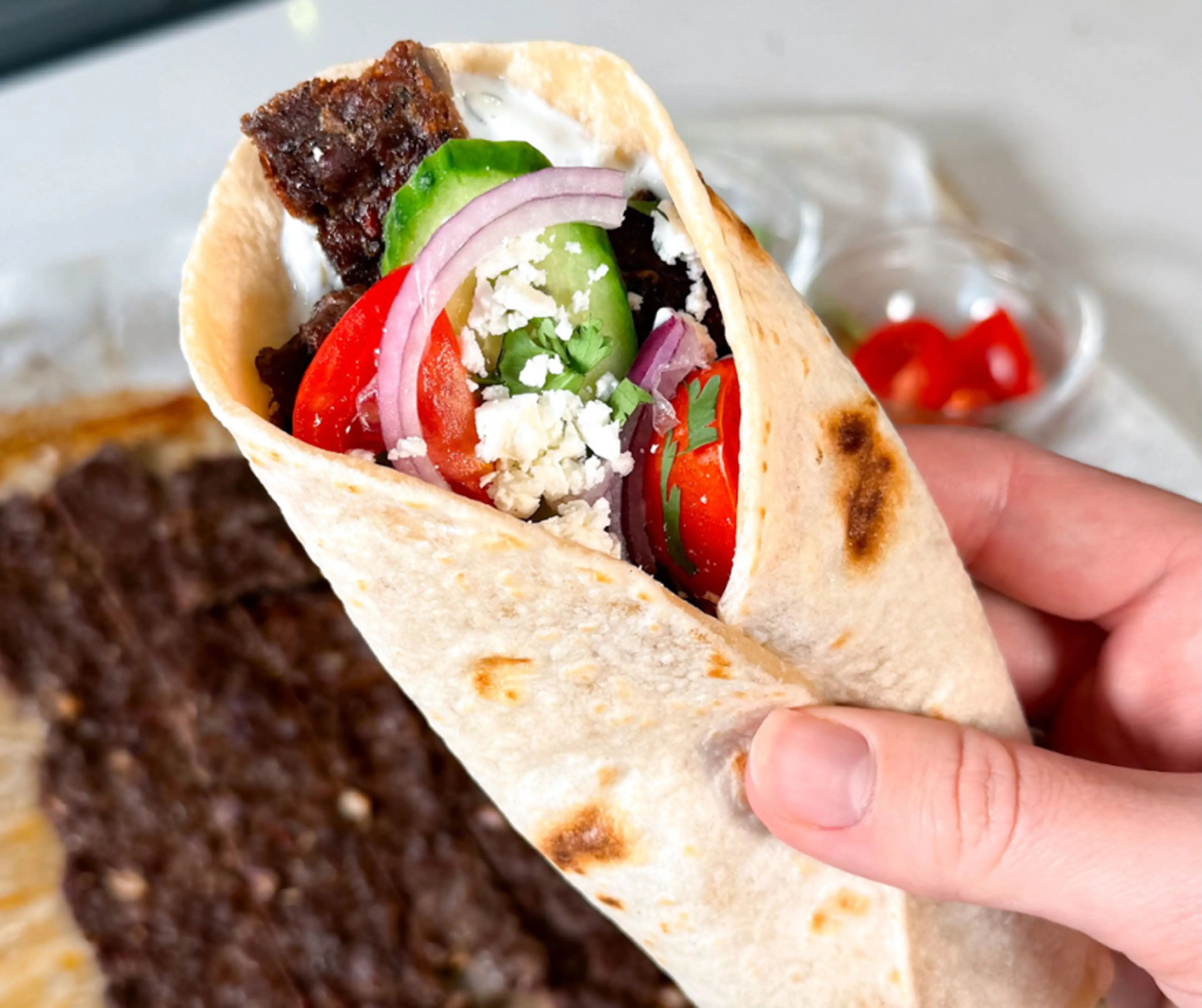 Sheet Pan Beef Kebabs with Tzatziki