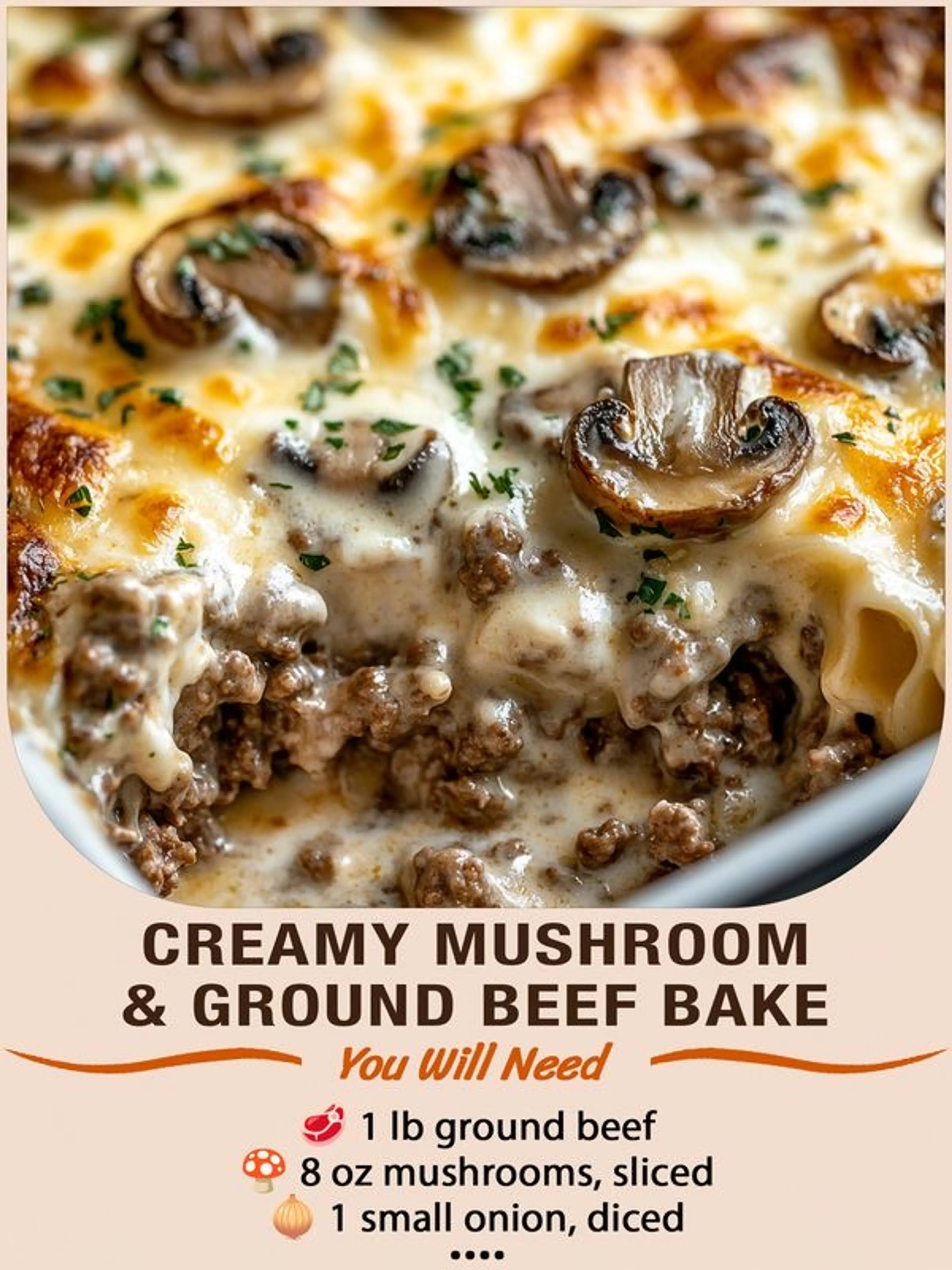 Creamy Mushroom & Ground Beef Bake – Rich, Cheesy & Pure Com