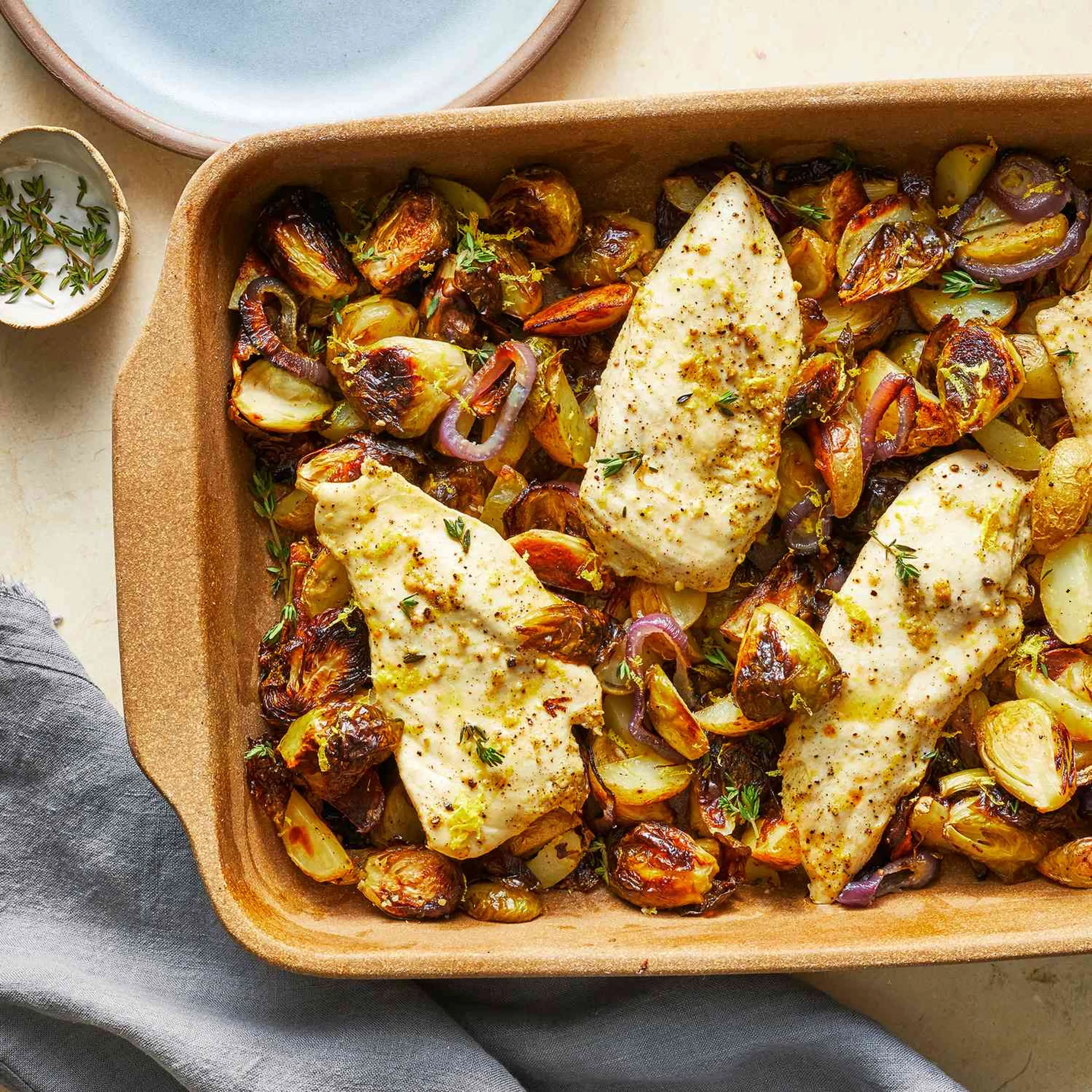 Lemon-Garlic Chicken, Potatoes & Brussels