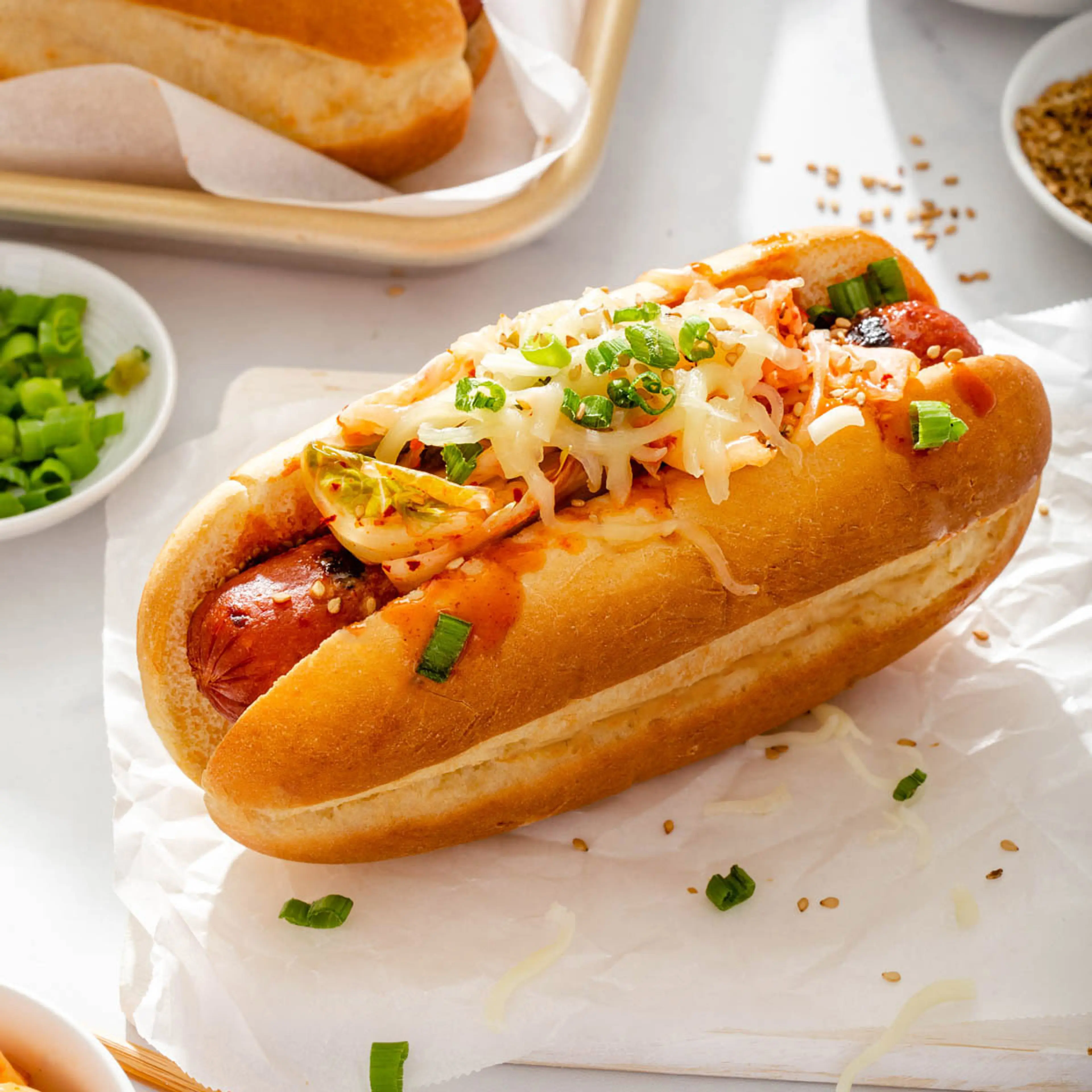 Korean Kimchi Cheese Dogs