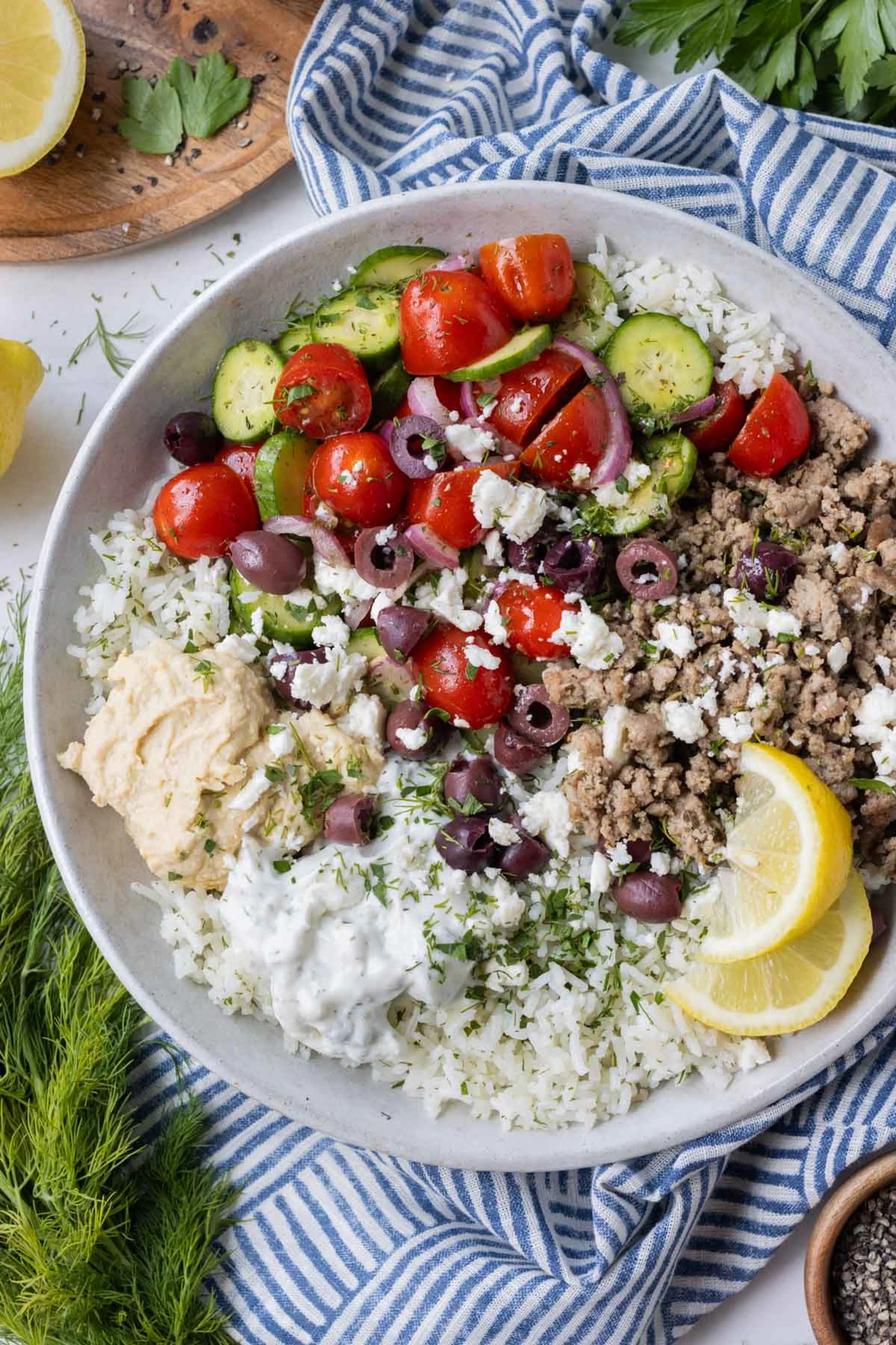 Greek Ground Turkey Rice Bowls