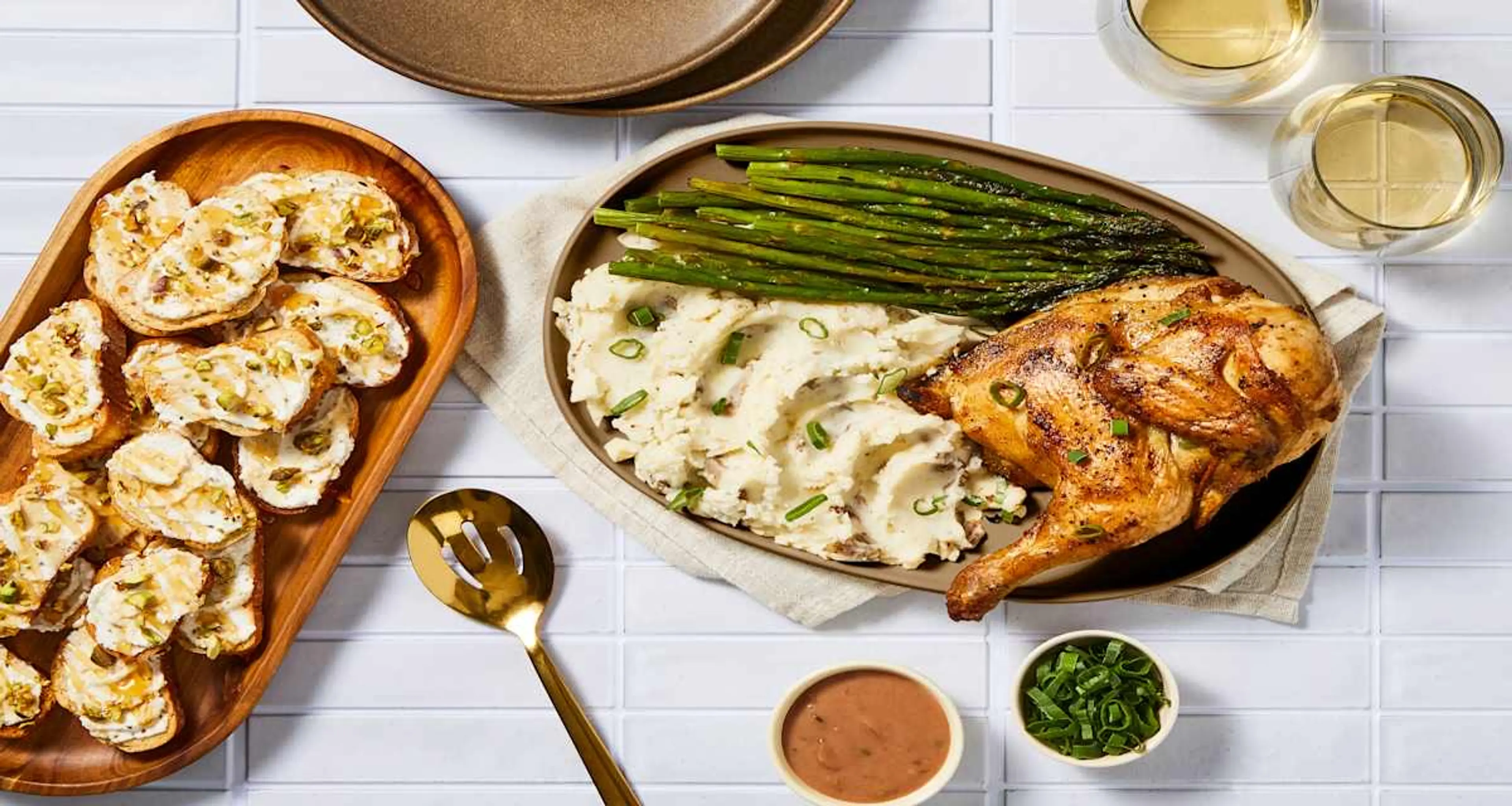 Roasted Half Chicken With Cherry Sauce plus Lemon Ricotta Cr