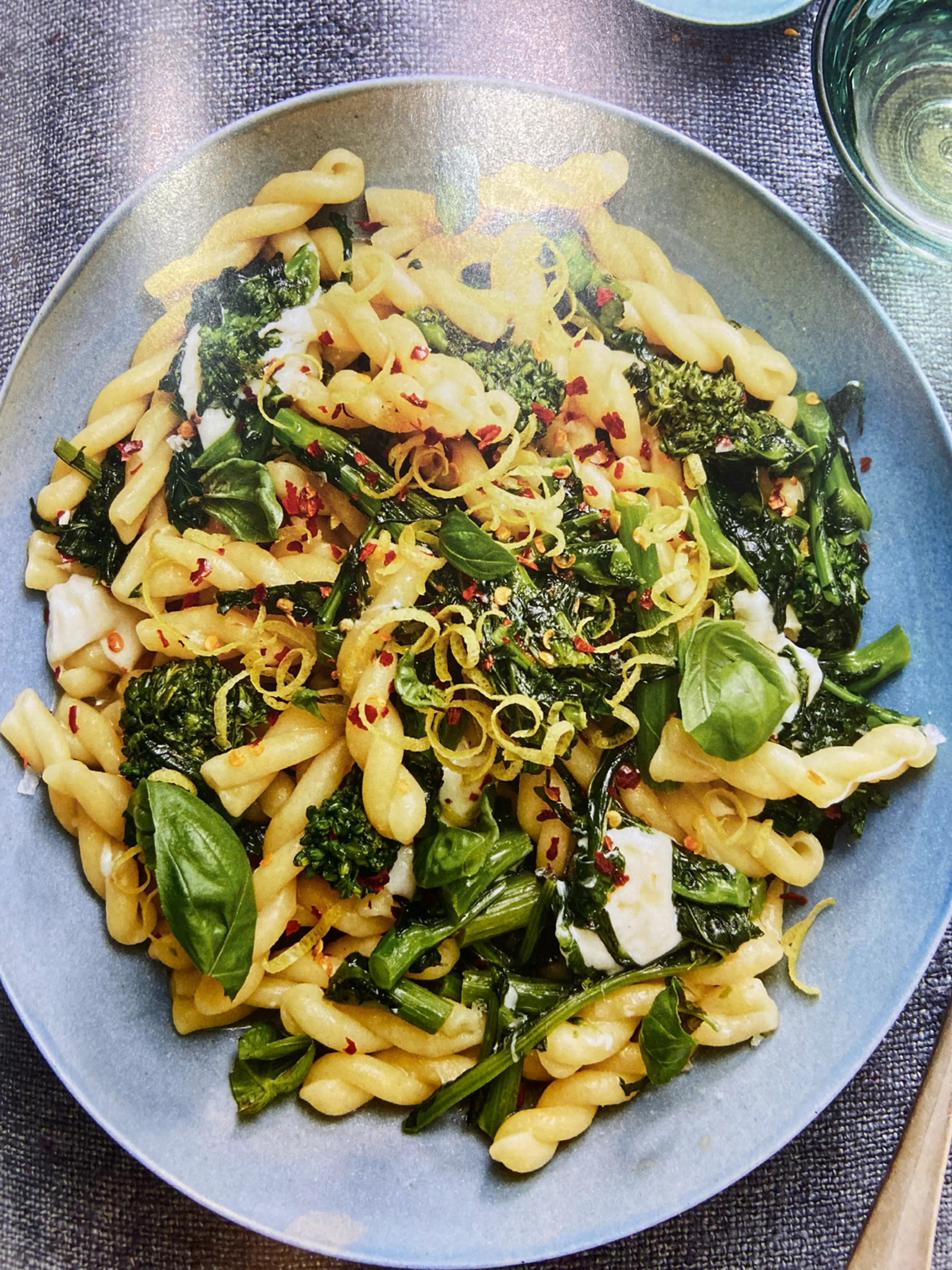 Pasta with Garlicky Broccoli Rabe Lemon Zest and Mozzarella