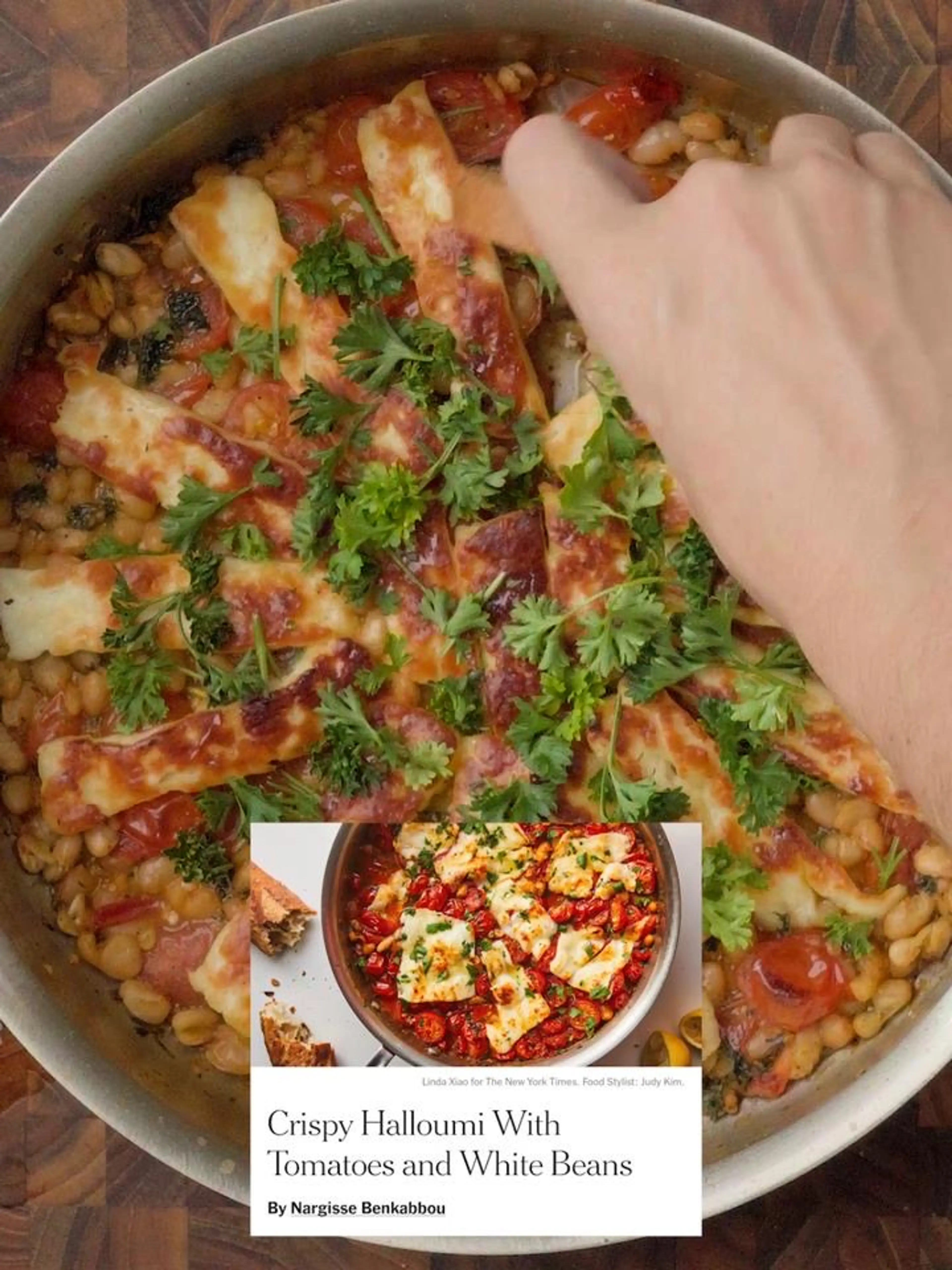NYT Best of 2025 - Crispy Houllimi With Tomato & White Beans