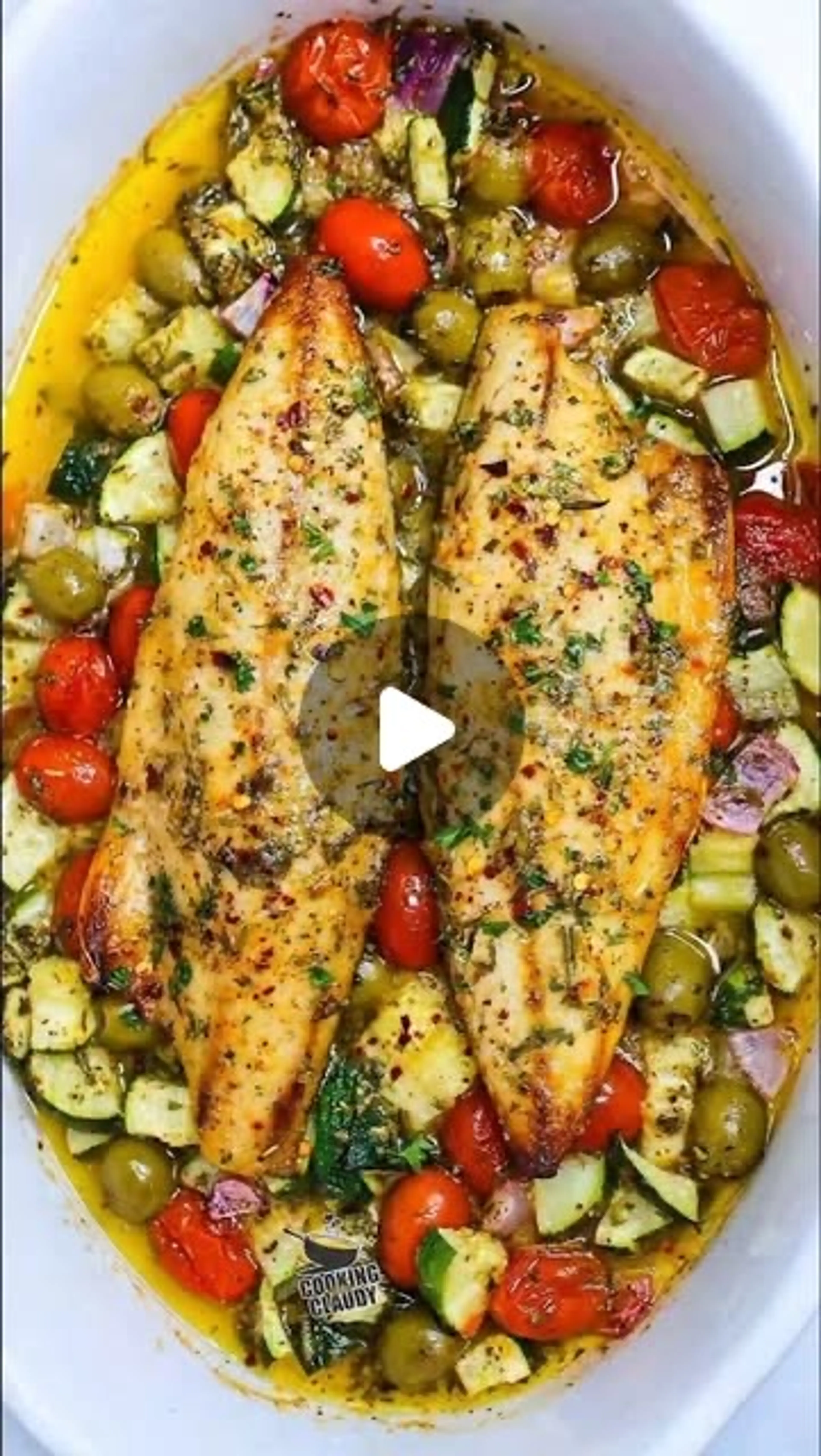 Mediterranean Baked White Fish with Veggies