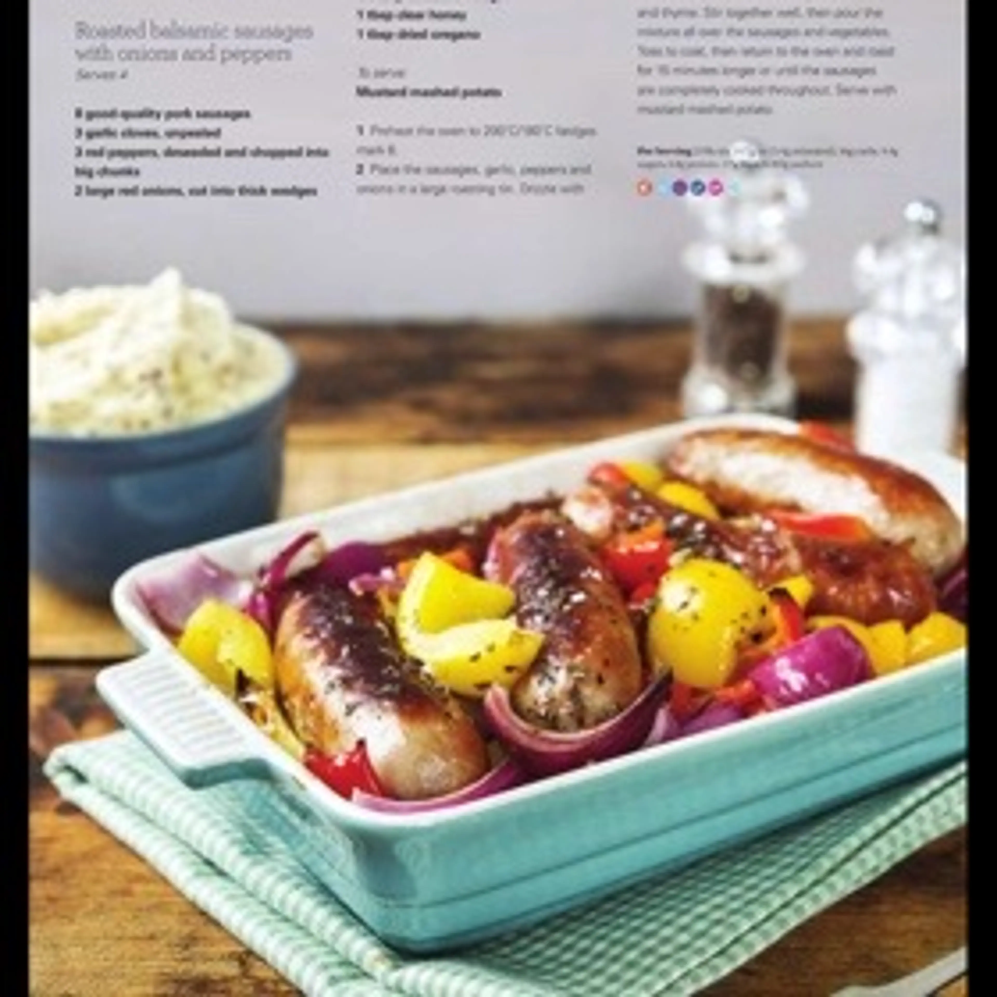 Roasted balsamic sausages with onions and peppers