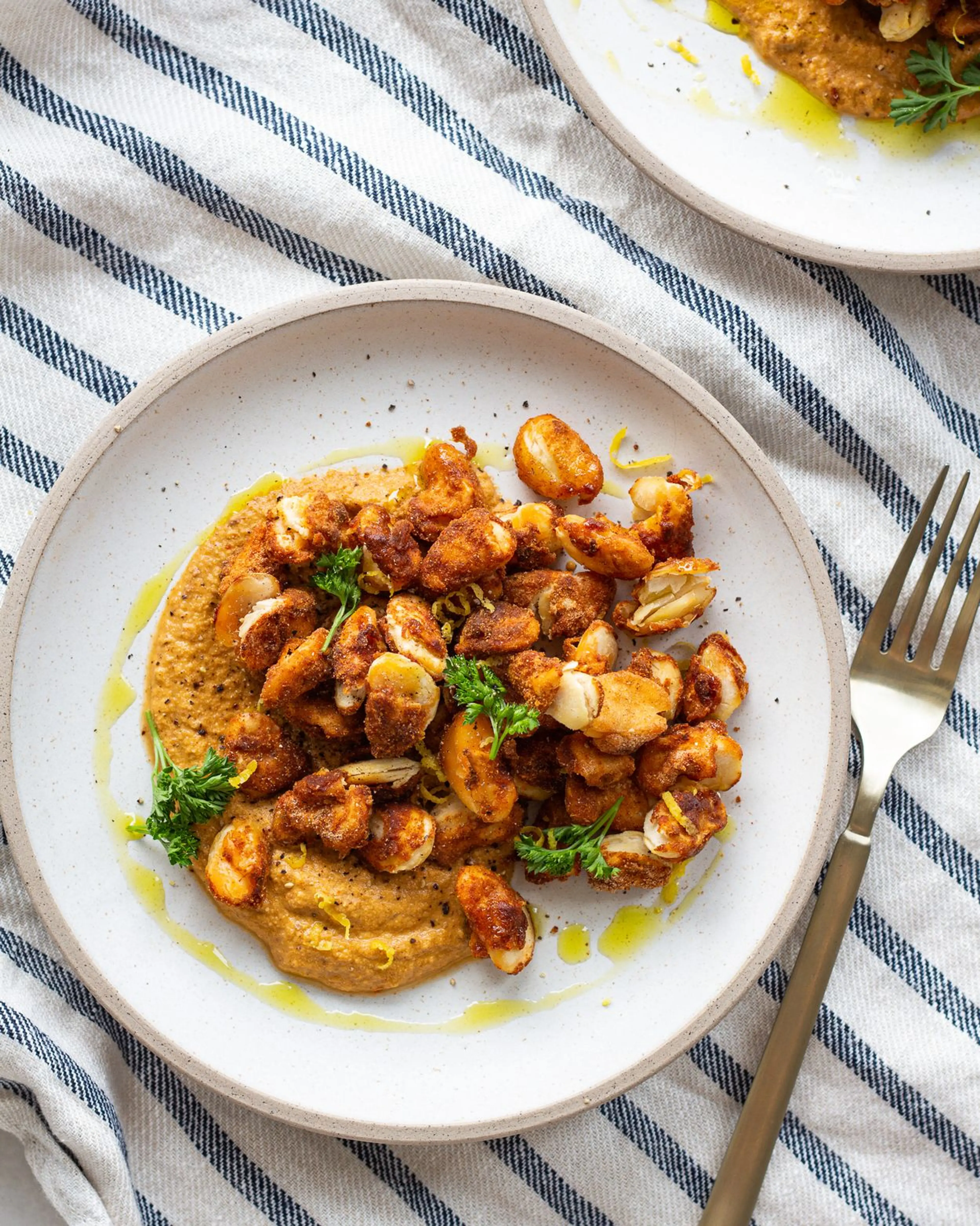 Paprika Breaded Beans on Romesco