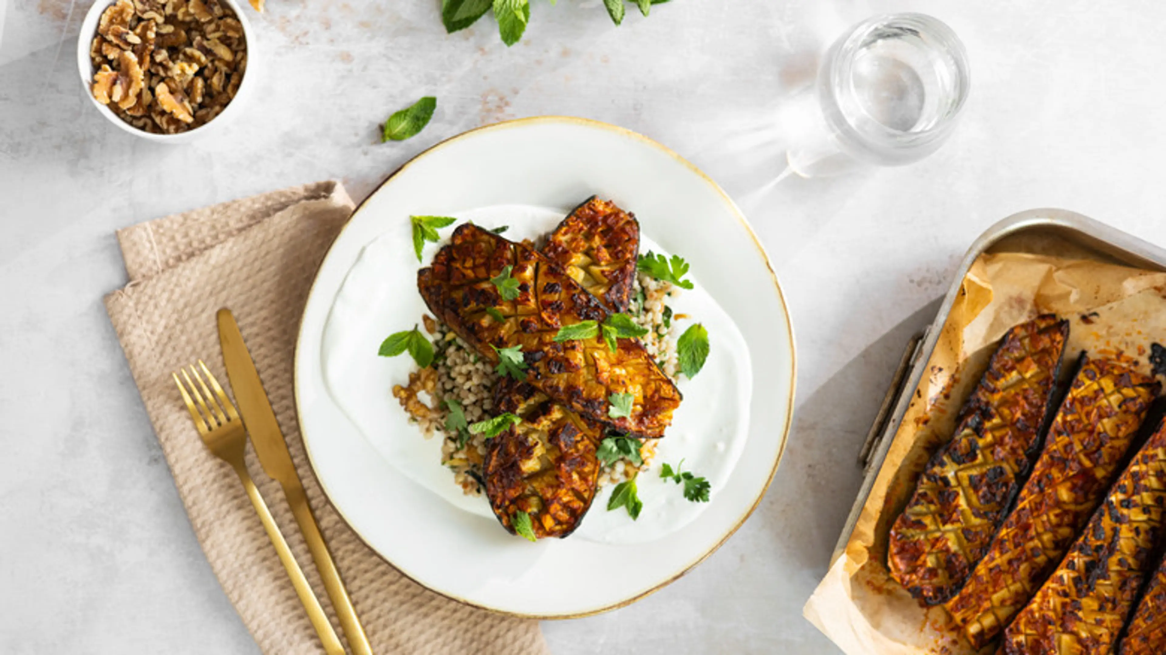 Baked Harissa Zucchini with Whipped Feta and Couscous Recipe