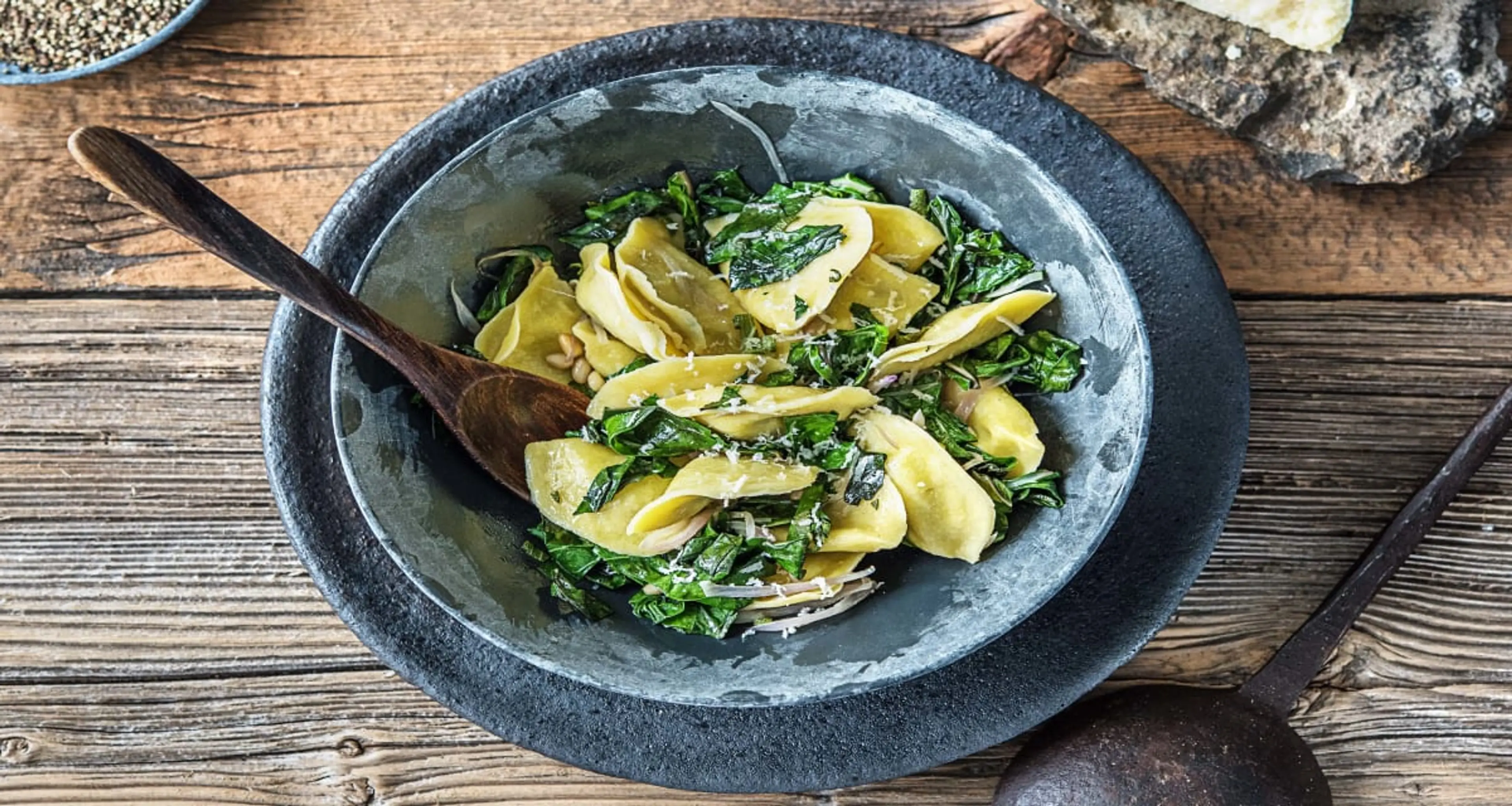 Butternut Squash Agnolotti with Kale in a Sage Brown Butter
