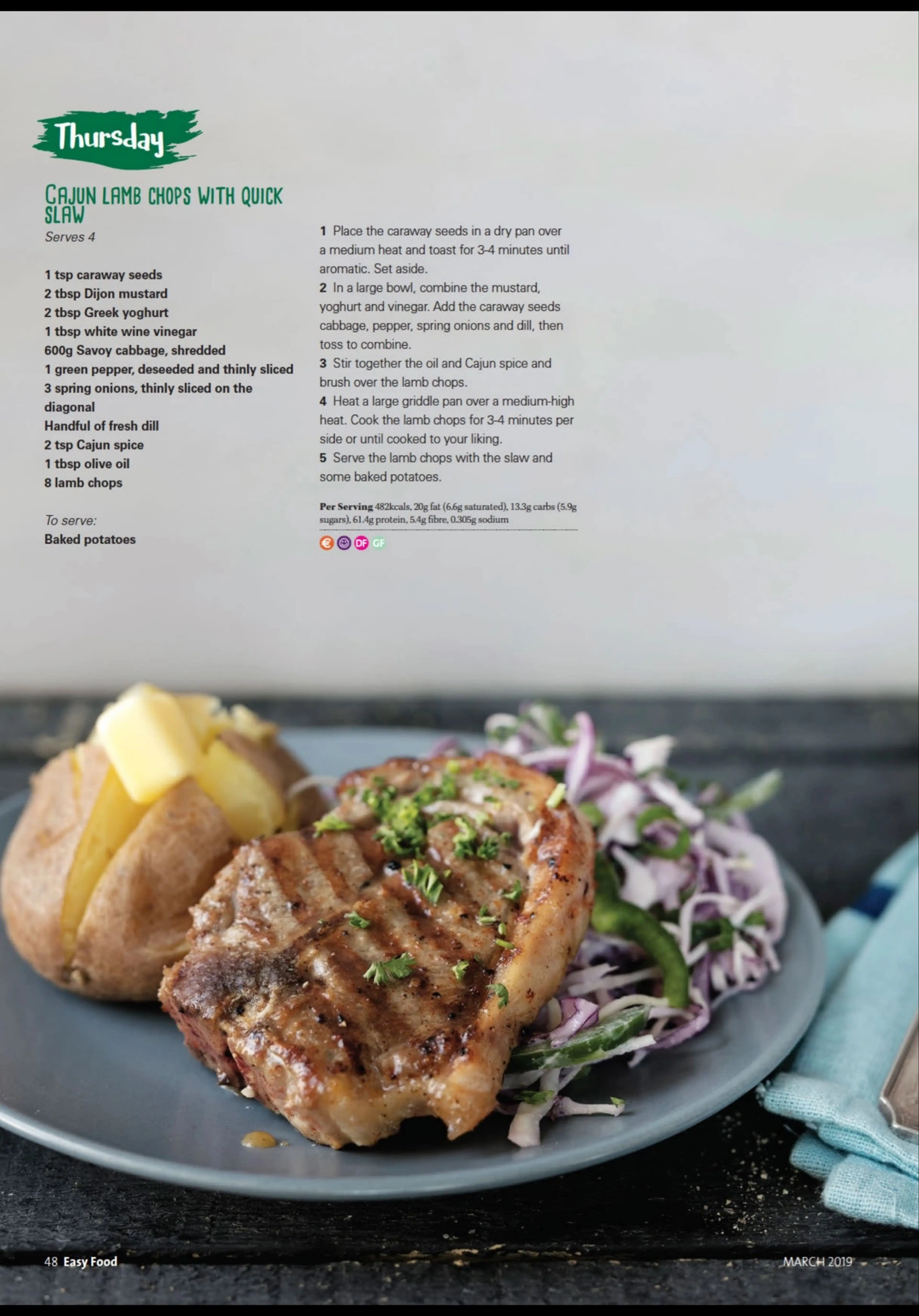 CAJUN LAMB CHOPS WITH QUICK SLAW