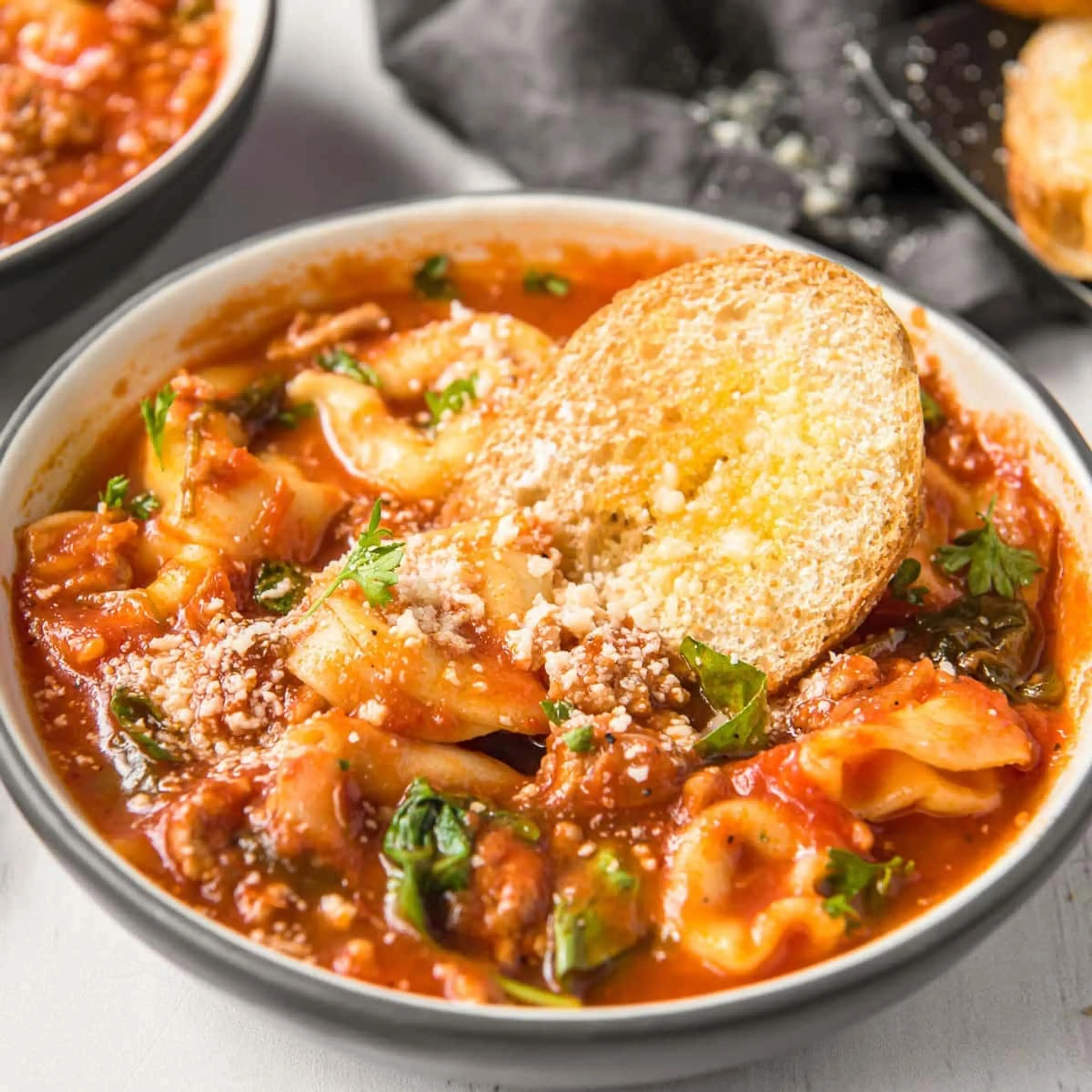 Tortellini Soup with Italian Sausage & Spinach
