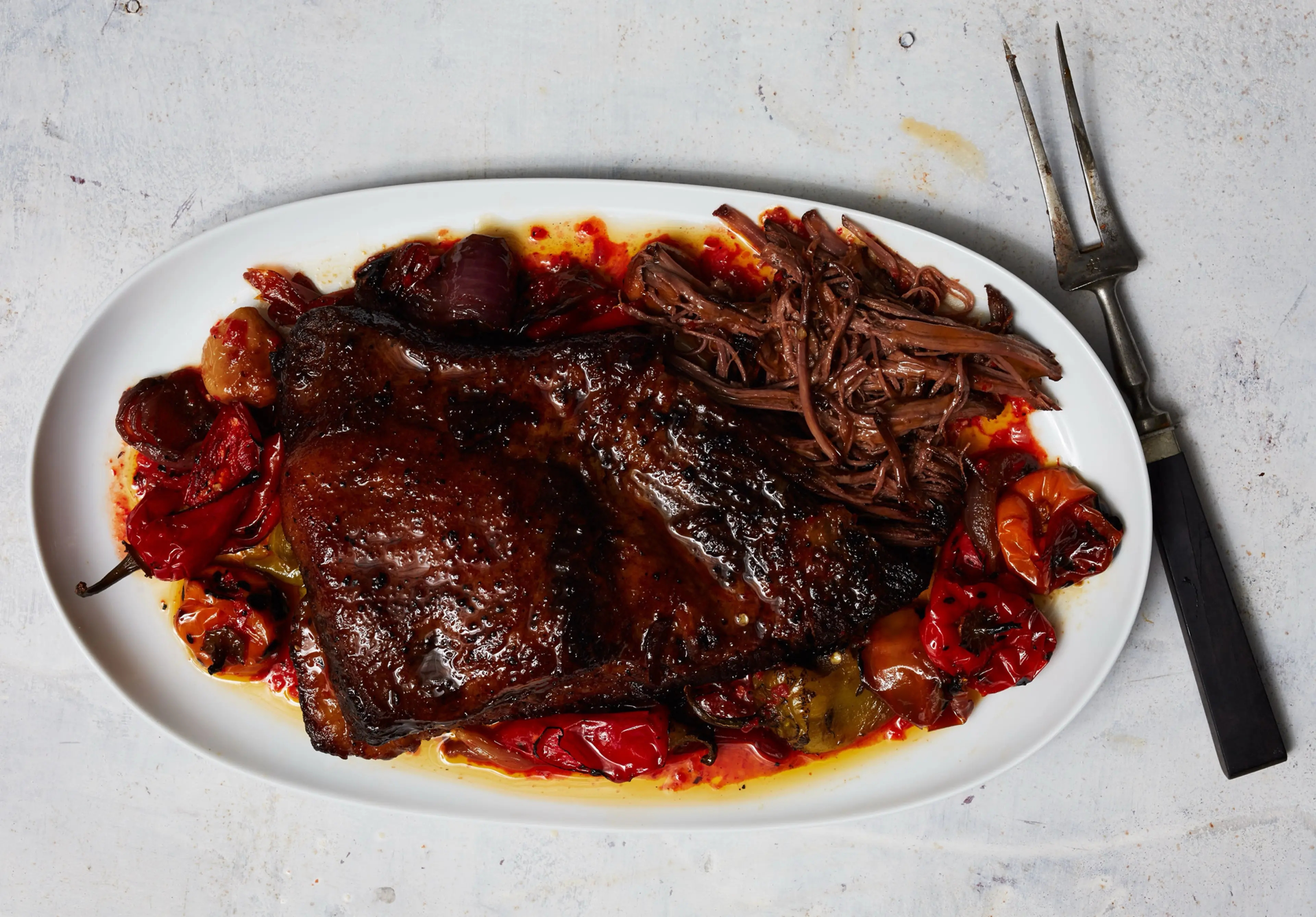 Braised Brisket with Hot Sauce and Mixed Chiles