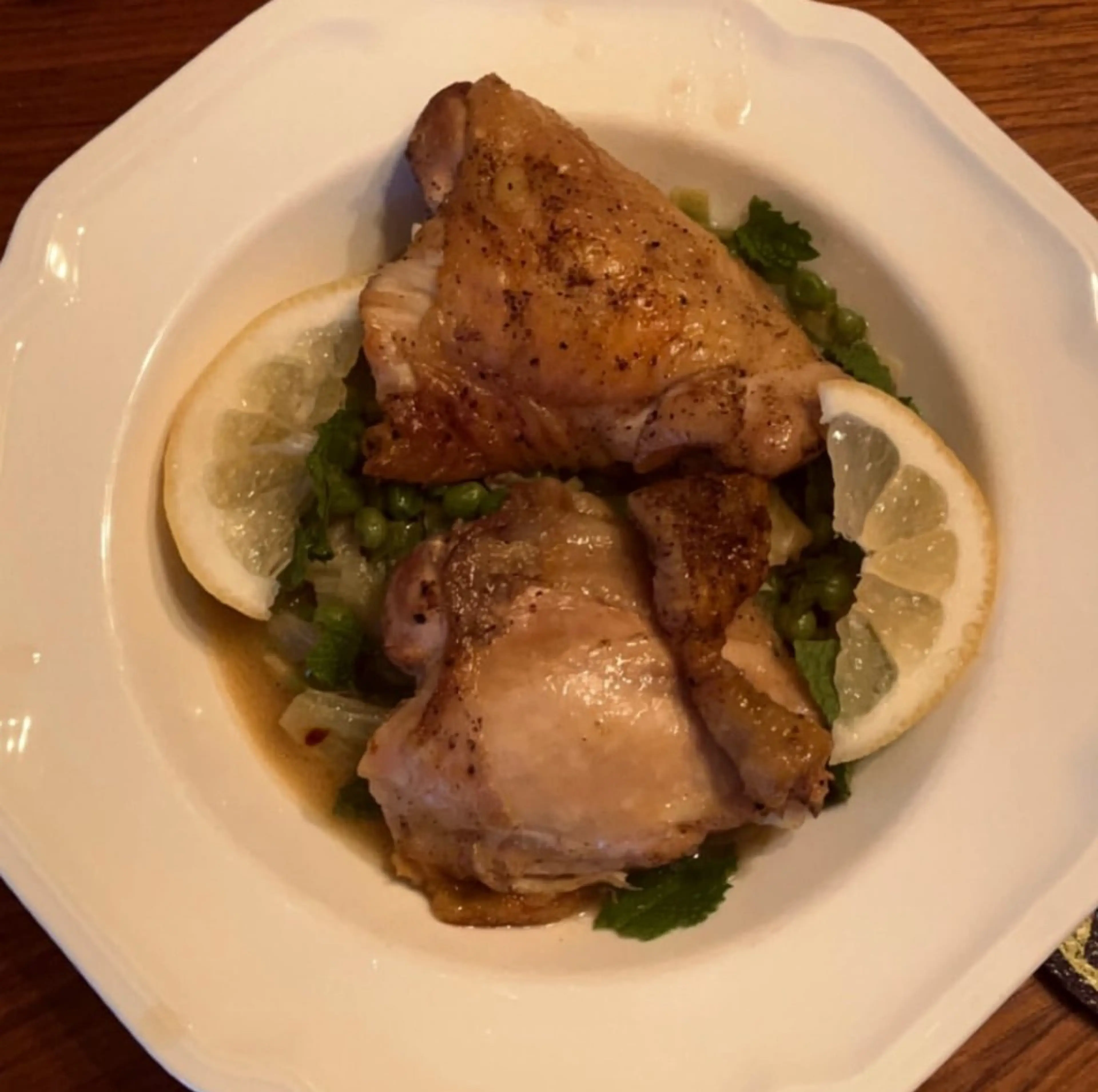 Crispy McCrisperson Chicken Thighs with Herby Peas & Fennel