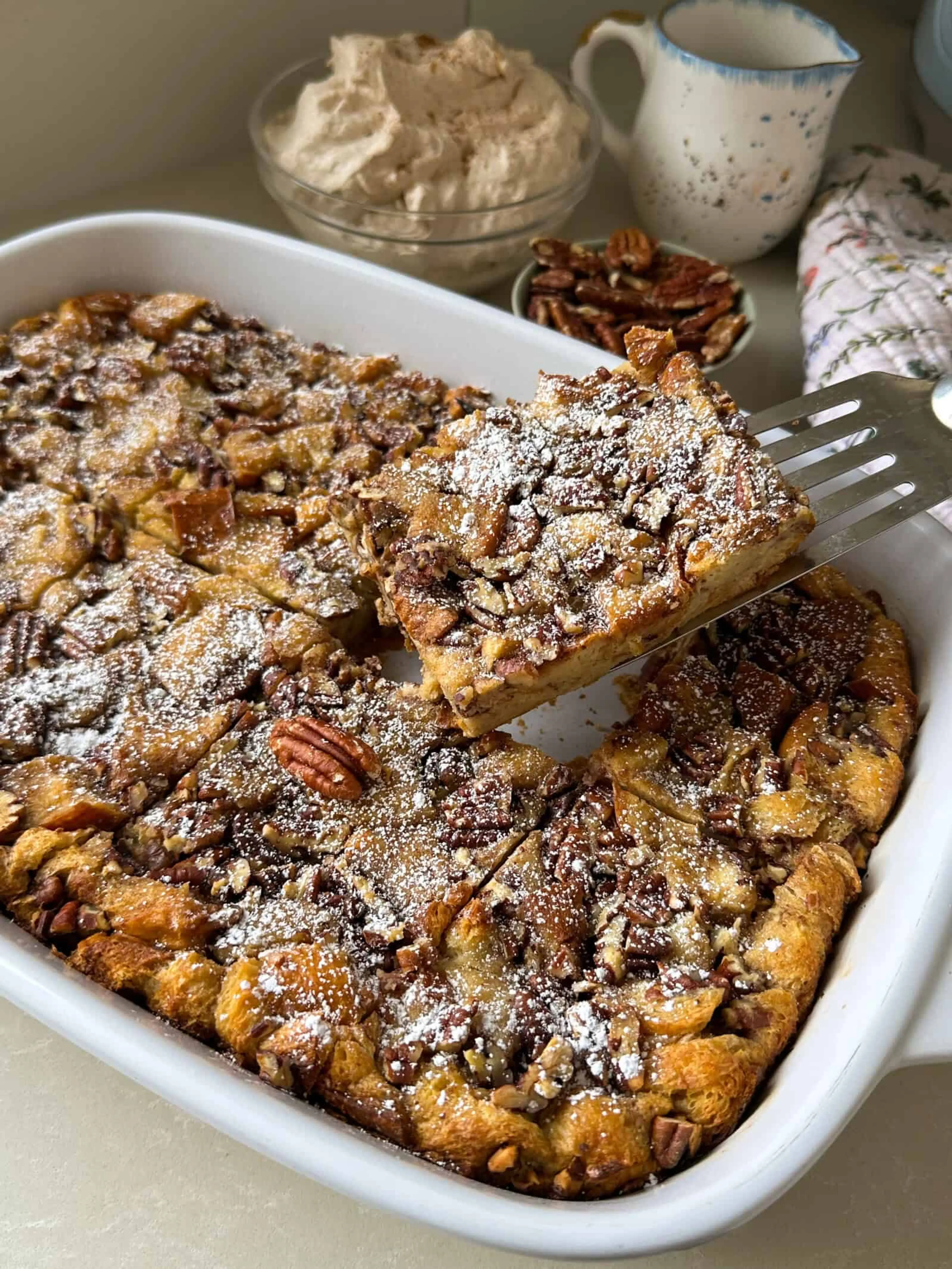 Overnight French Toast Casserole with Maple Cinnamon Whipped