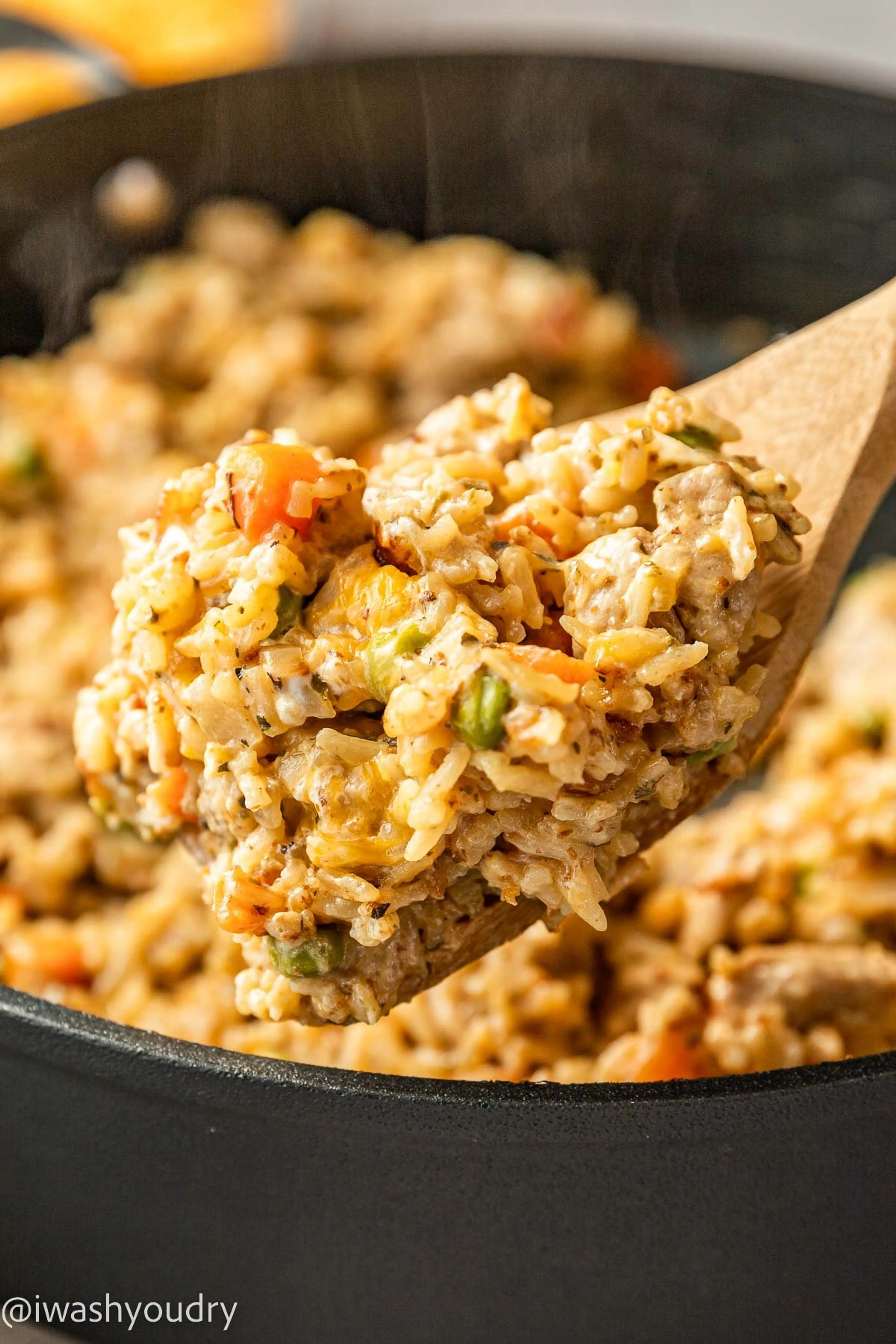 Cheesy Pork and Rice Skillet