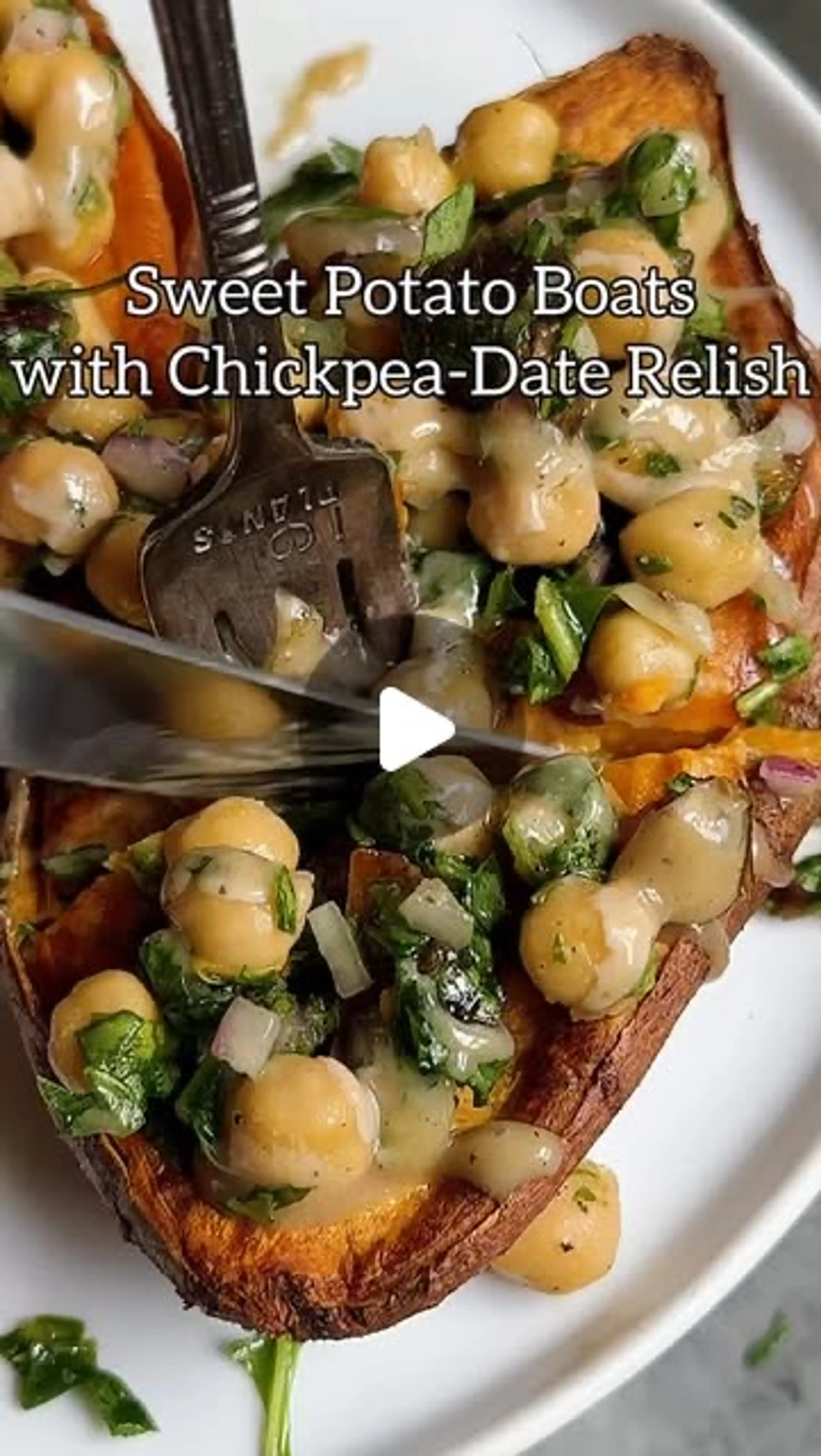 Sweet Potato Boats with Chickpea-date Relish!