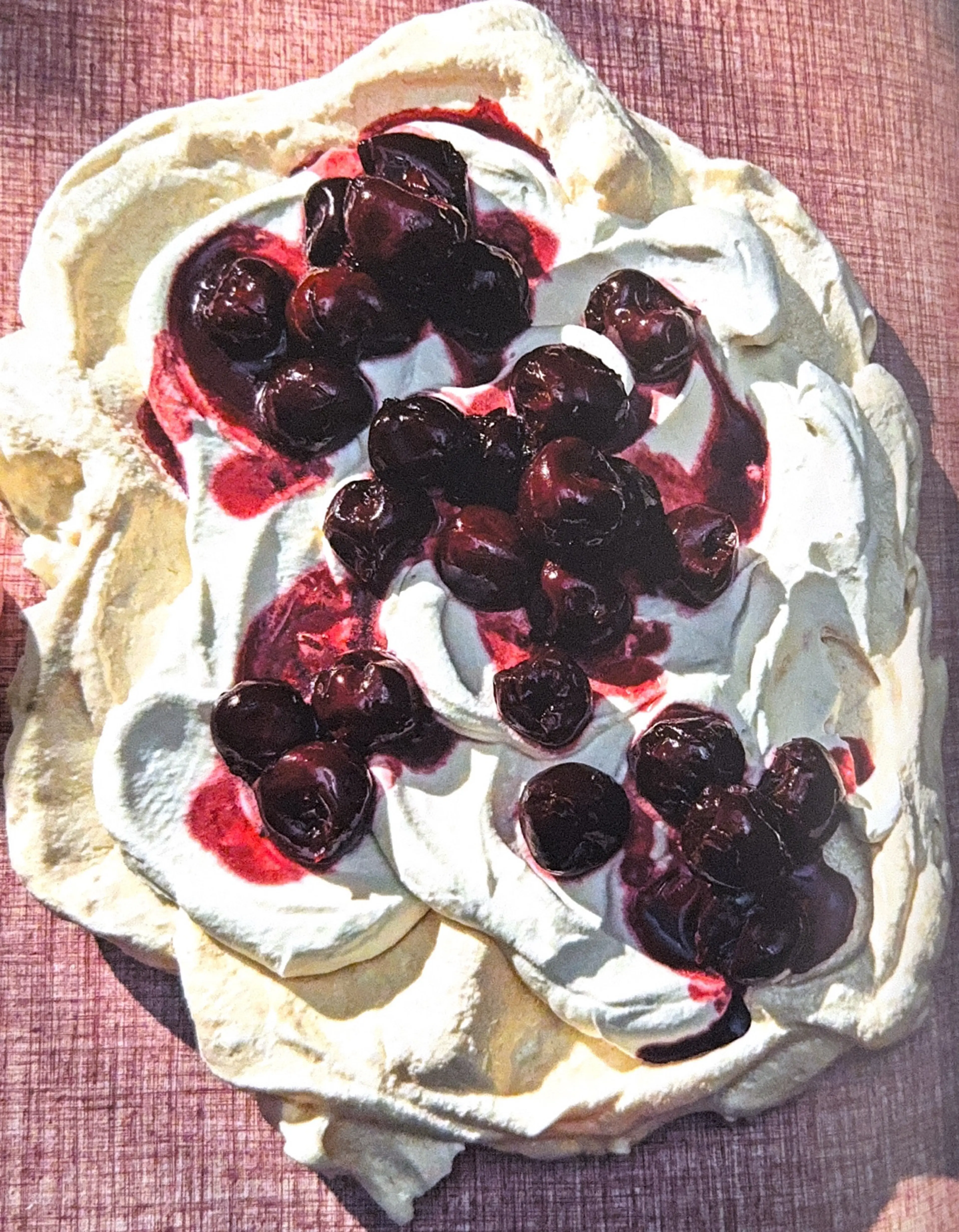 Cherry Pavlova with Hibiscus