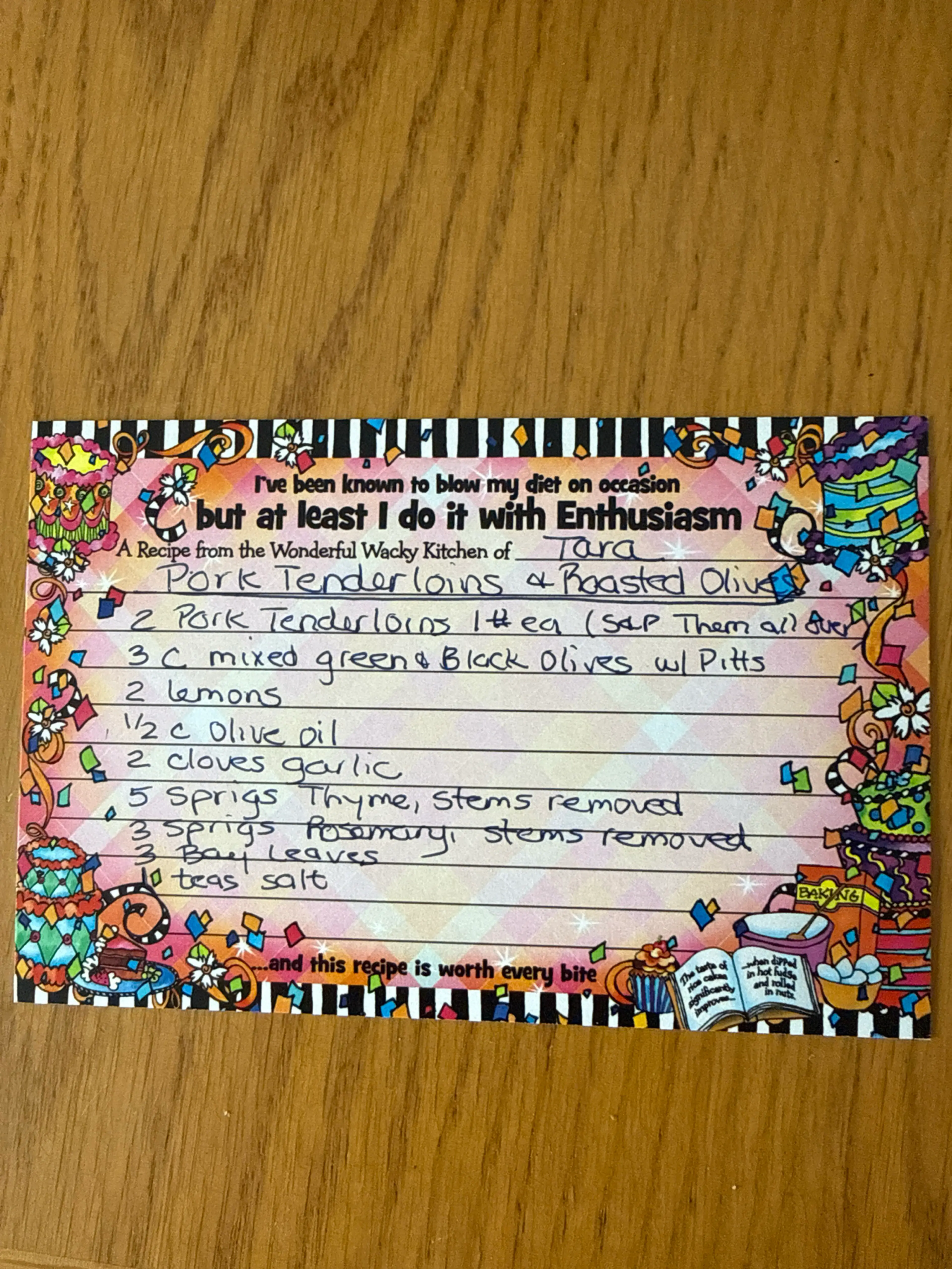 Pork Tenderloins & Roasted Olives