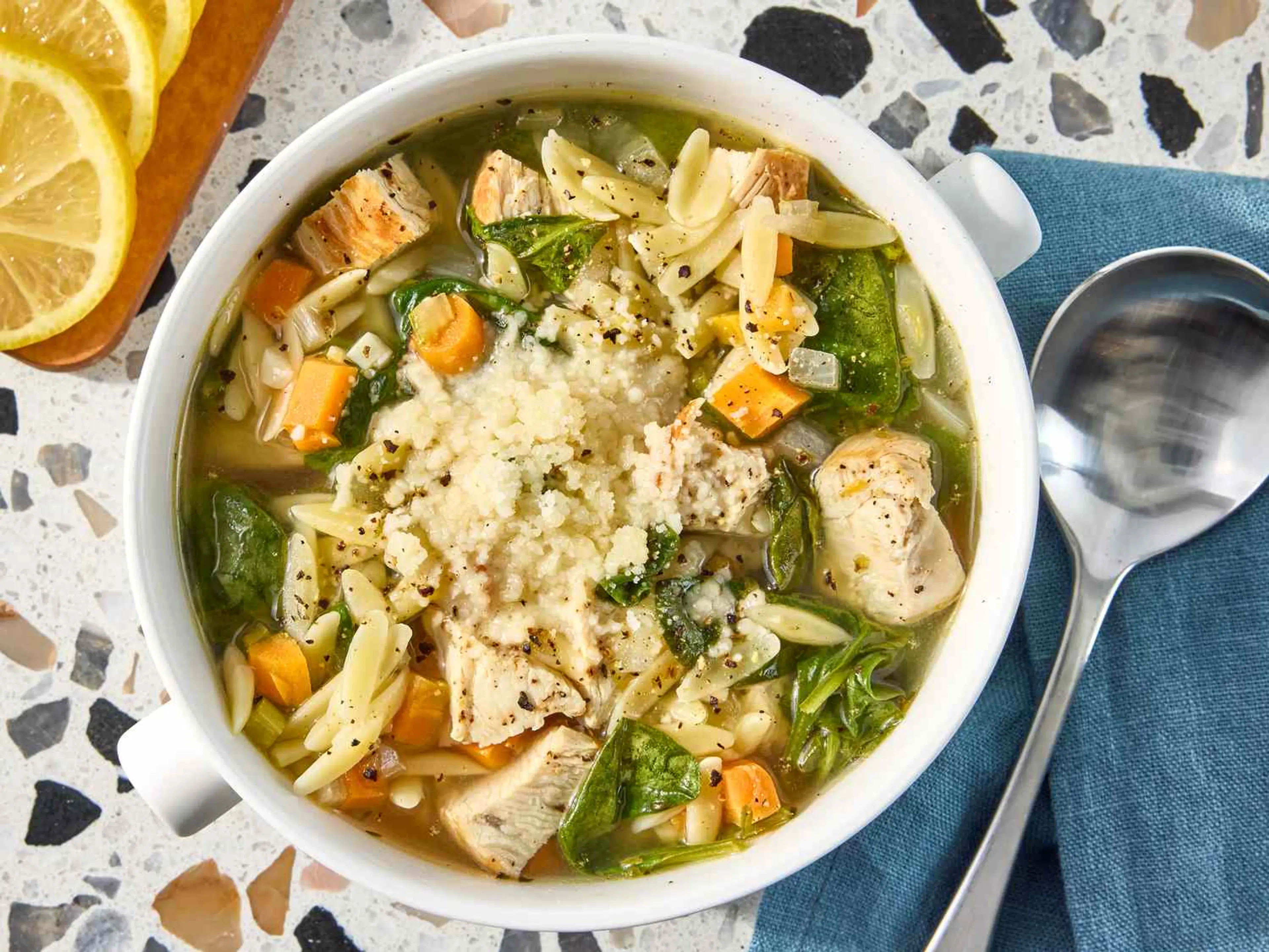Lemon Chicken Orzo Soup
