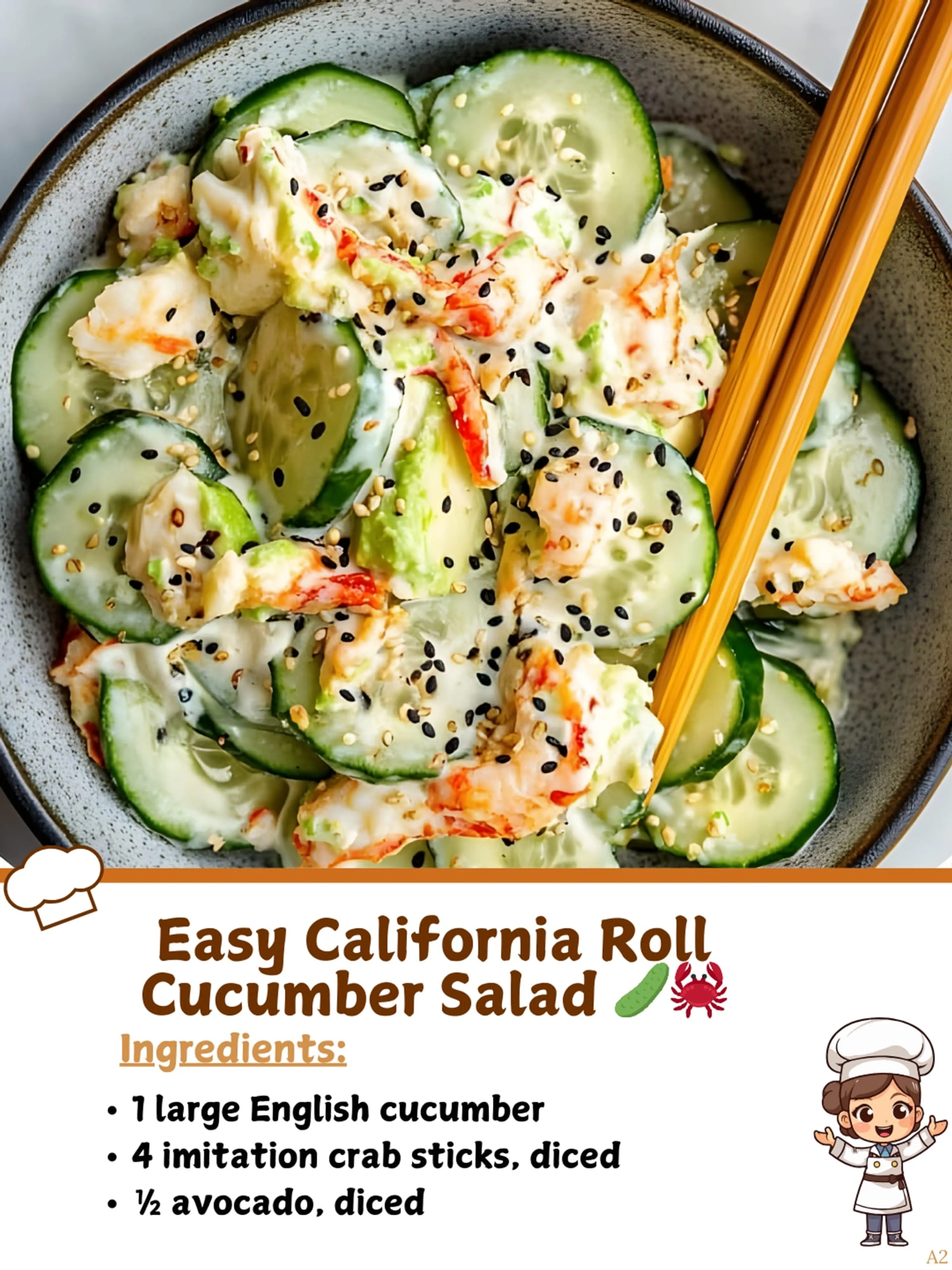 Easy California Roll Cucumber Salad