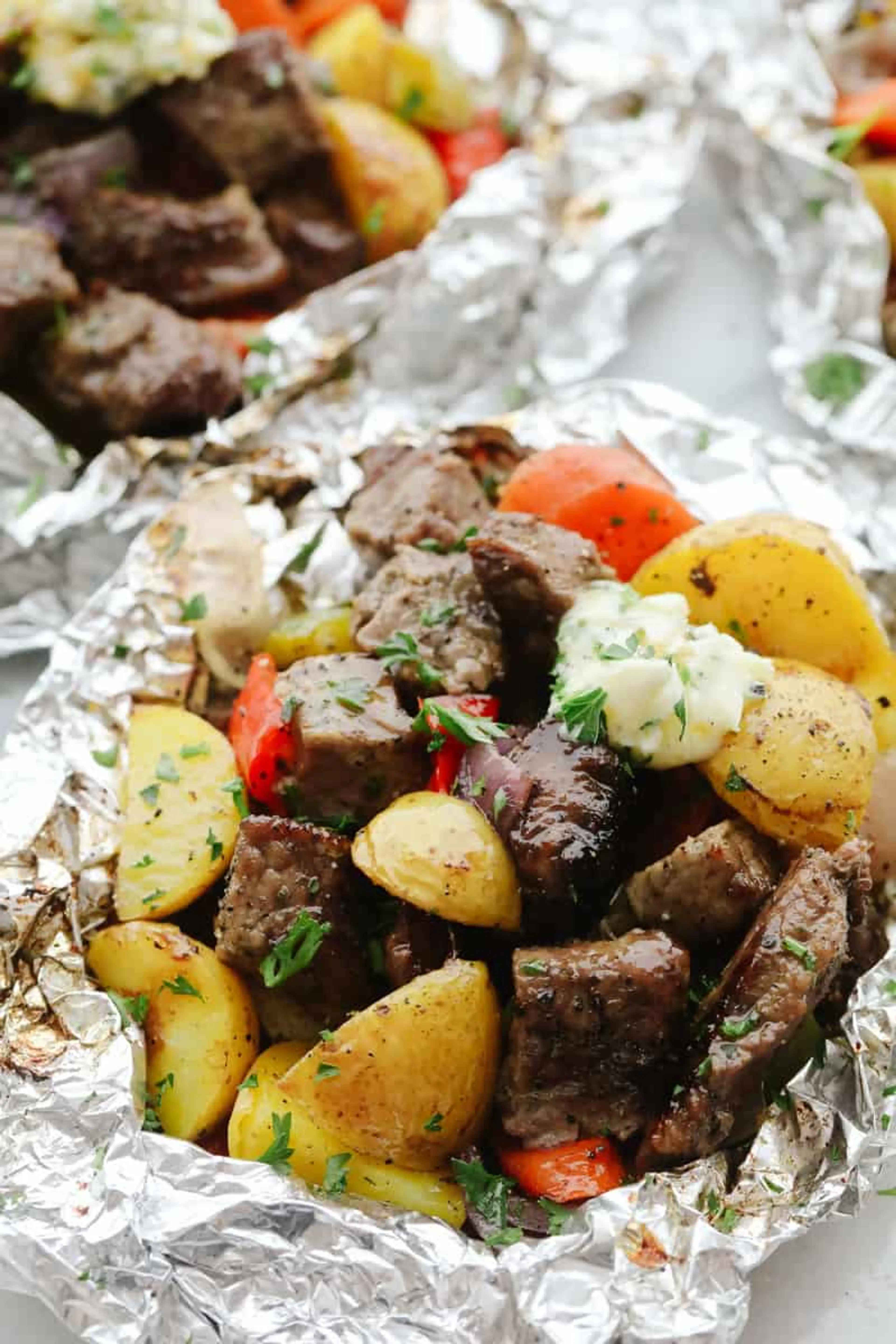Butter Garlic Herb Steak Foil Packets