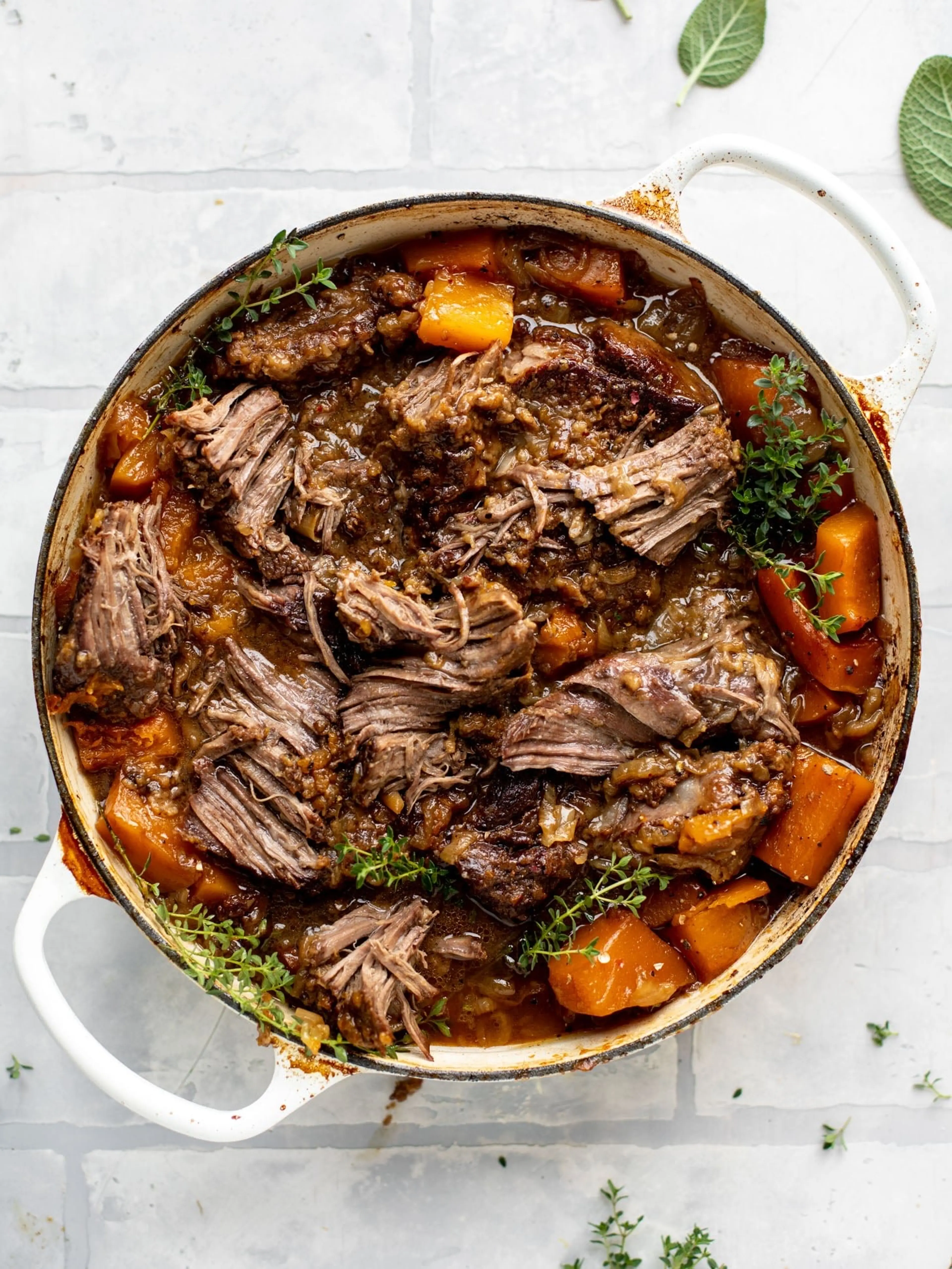 Cider Braised Pot Roast with Caramelized Onions and Cauliflo