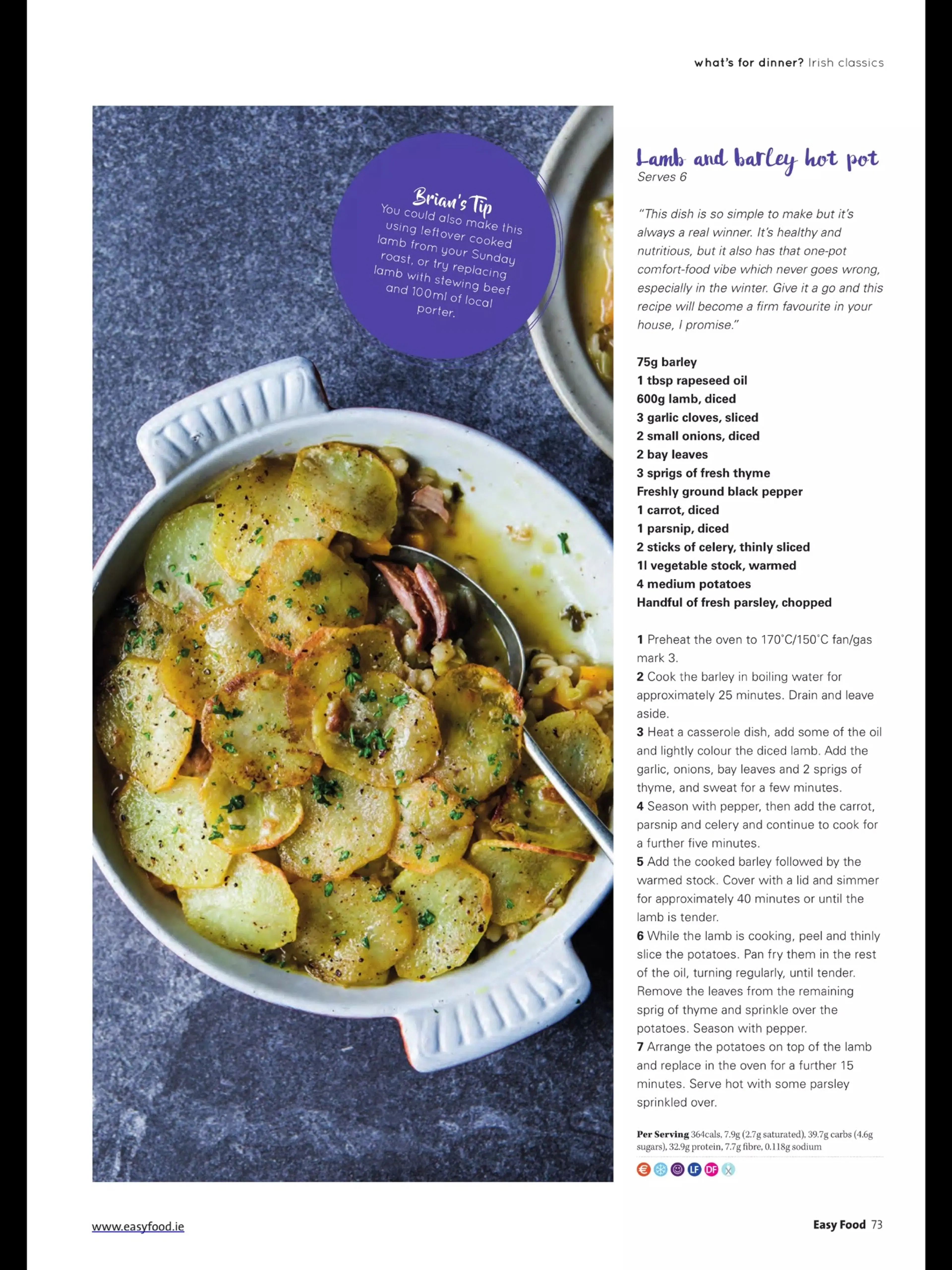 Lamb and barley hot pot