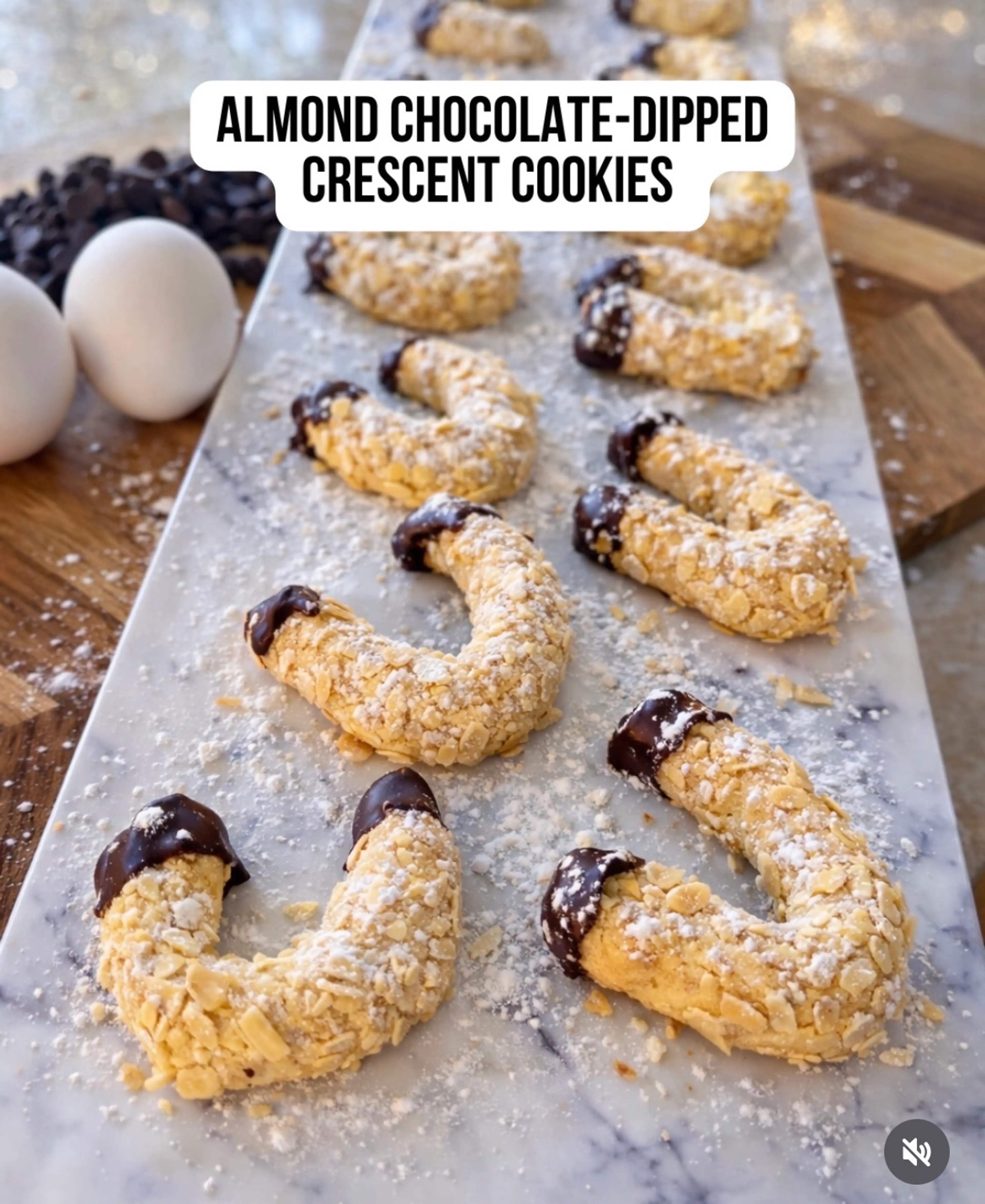 ALMOND CHOCOLATE-DIPPED CRESCENT PASSOVER COOKIES