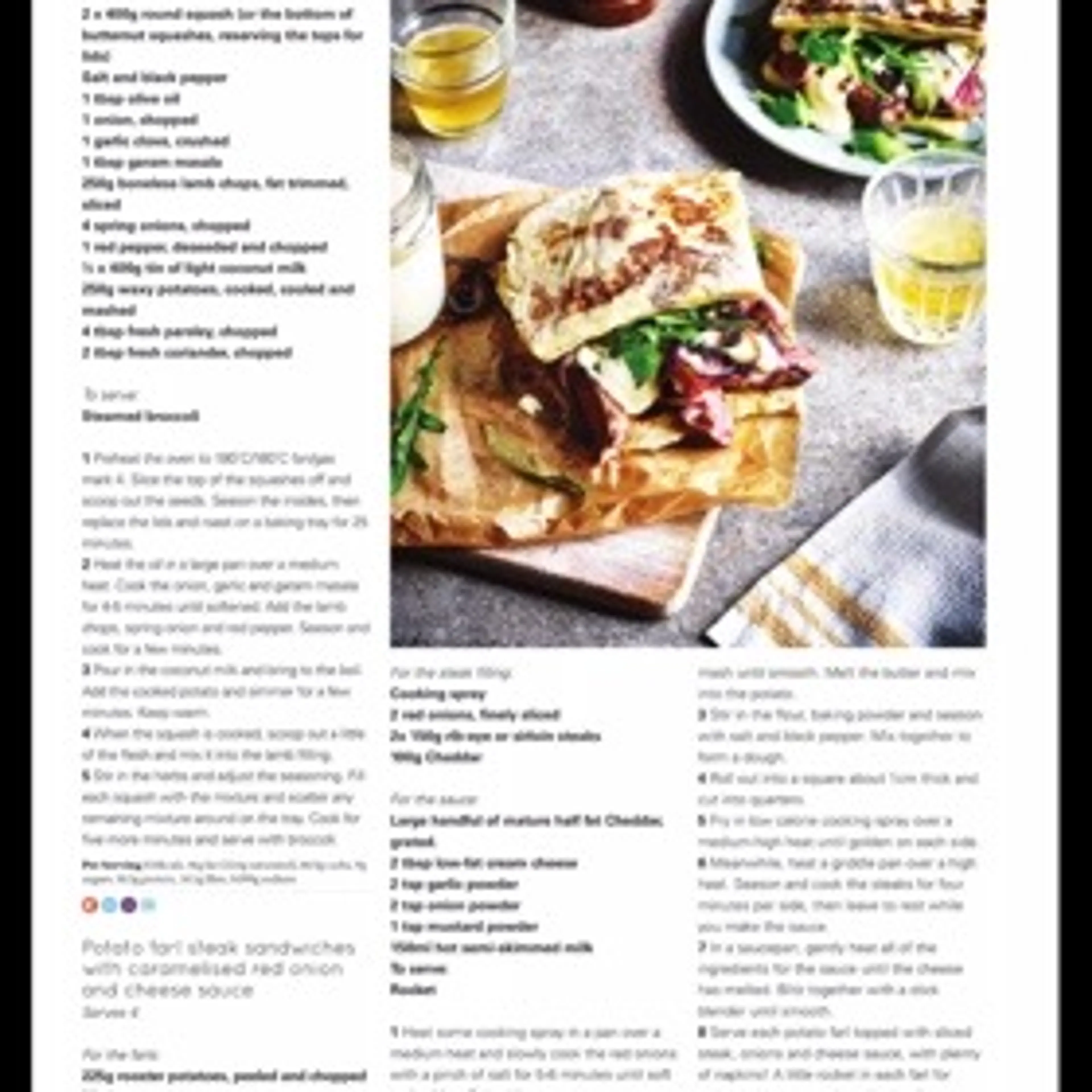 Potato farl steak sandwiches with caramelised red onion and