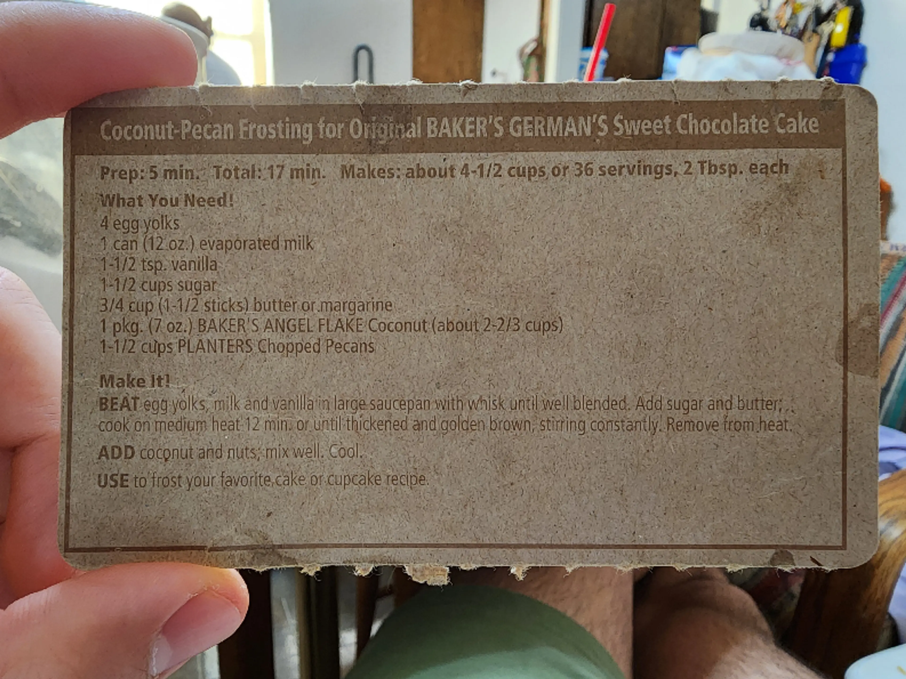 Coconut-Pecan Frosting For Original Baker's German's Cake