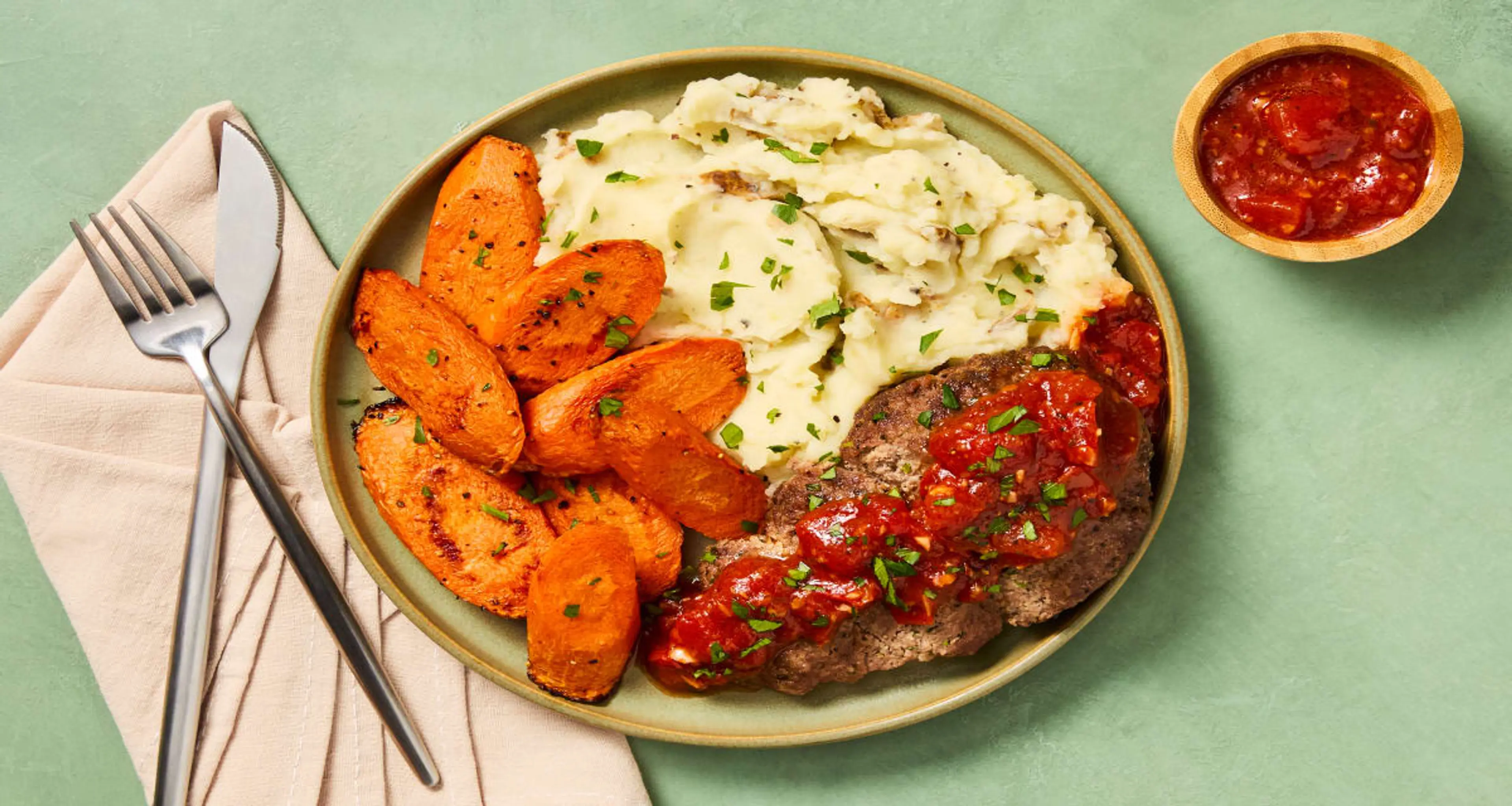 Italian Meatloaves with Marinara plus Mashed Potatoes & Roas