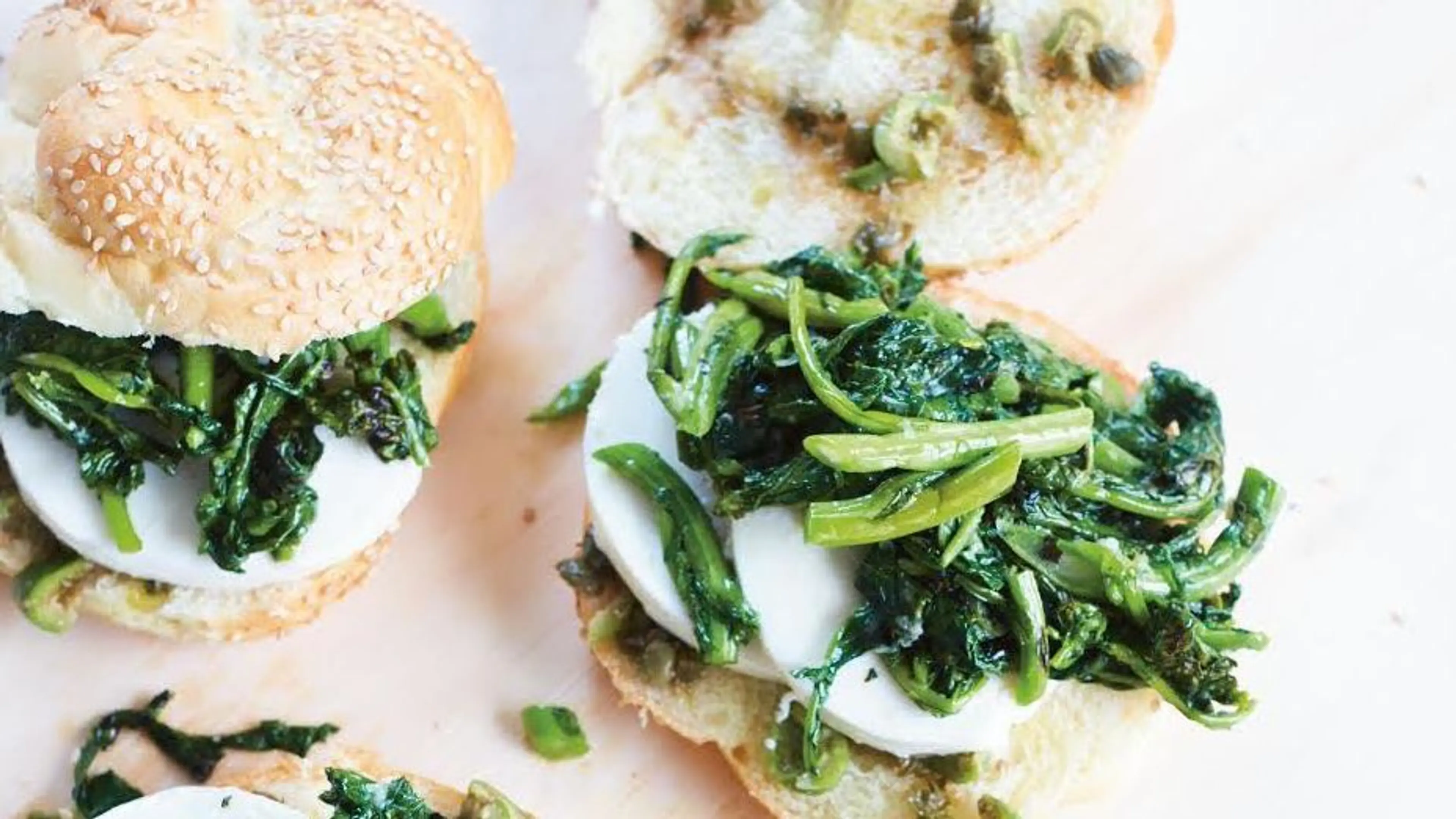 Pressed Broccoli Rabe and Mozzarella Sandwiches