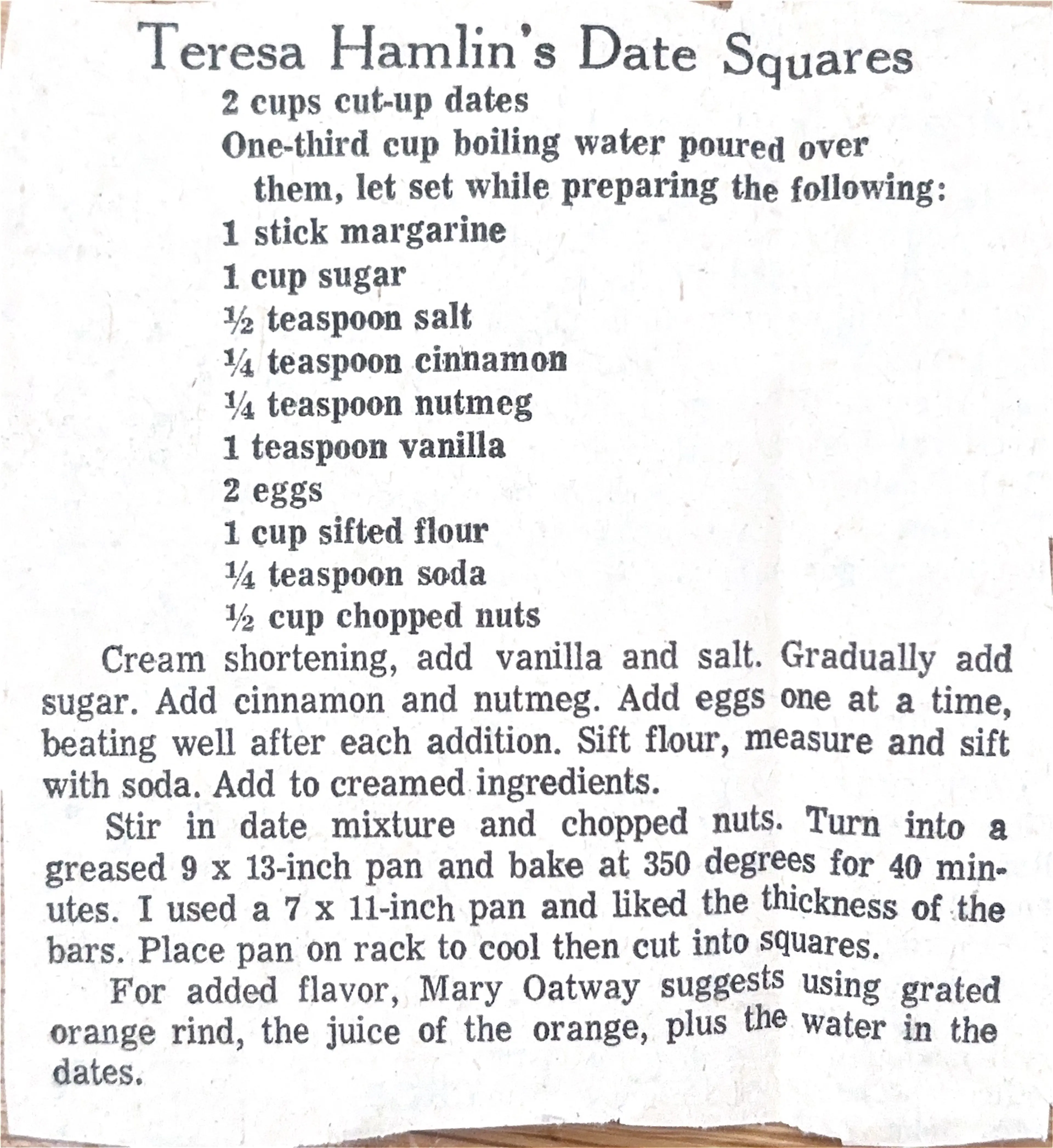 Date Squares