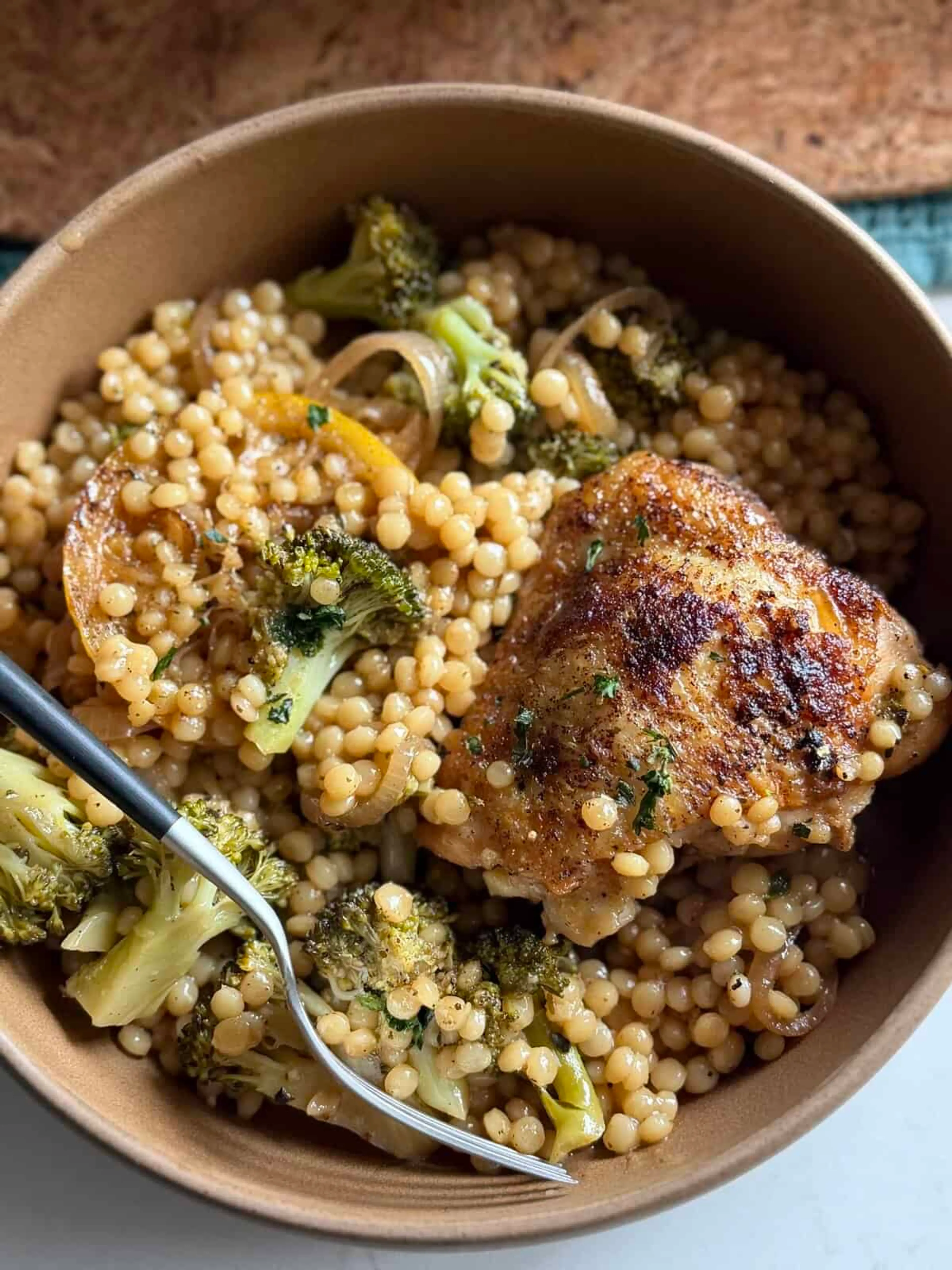 One Pan Lemon Chicken Broccoli Couscous