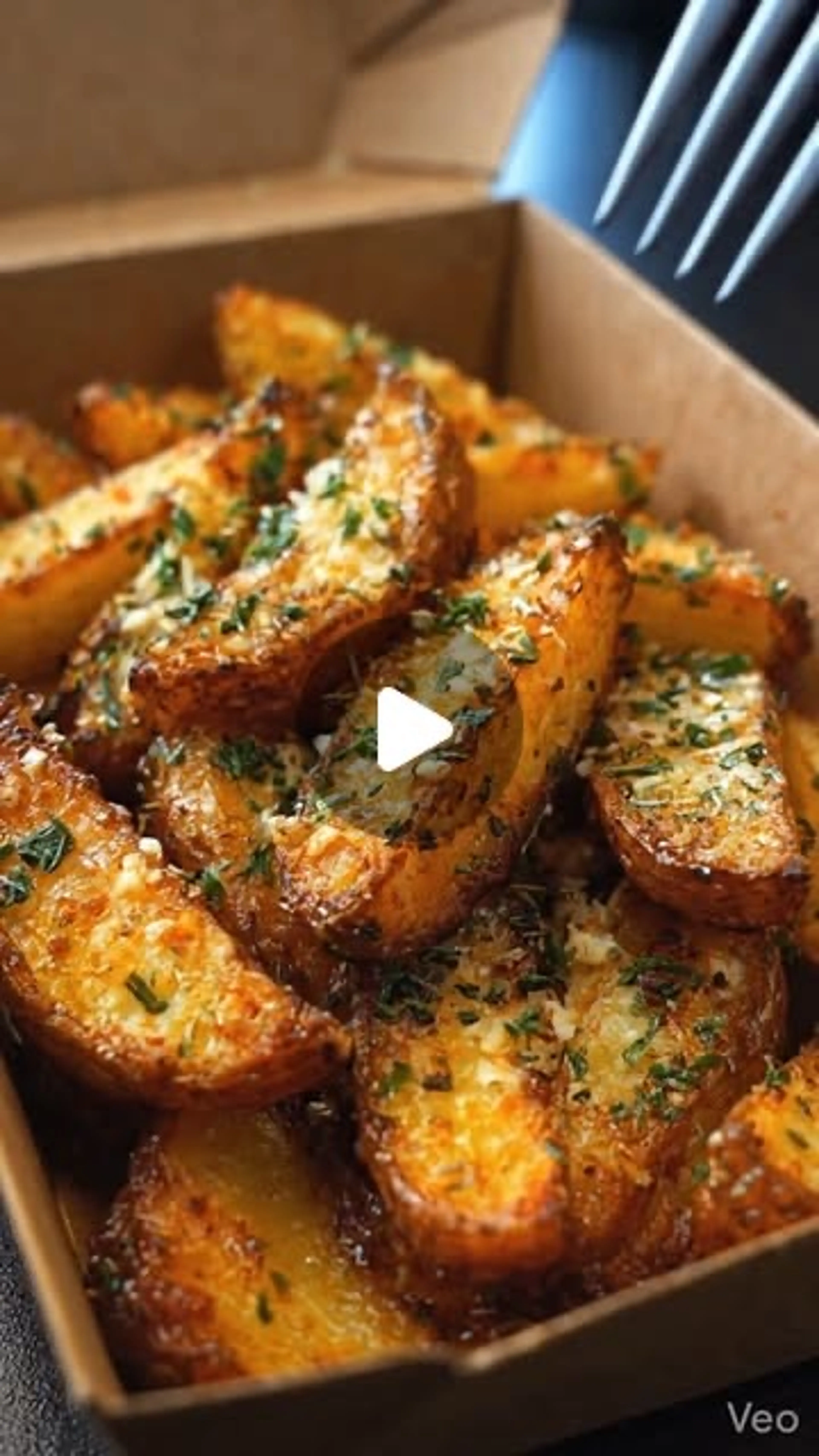 Golden Garlic Potato Wedges (oven-baked