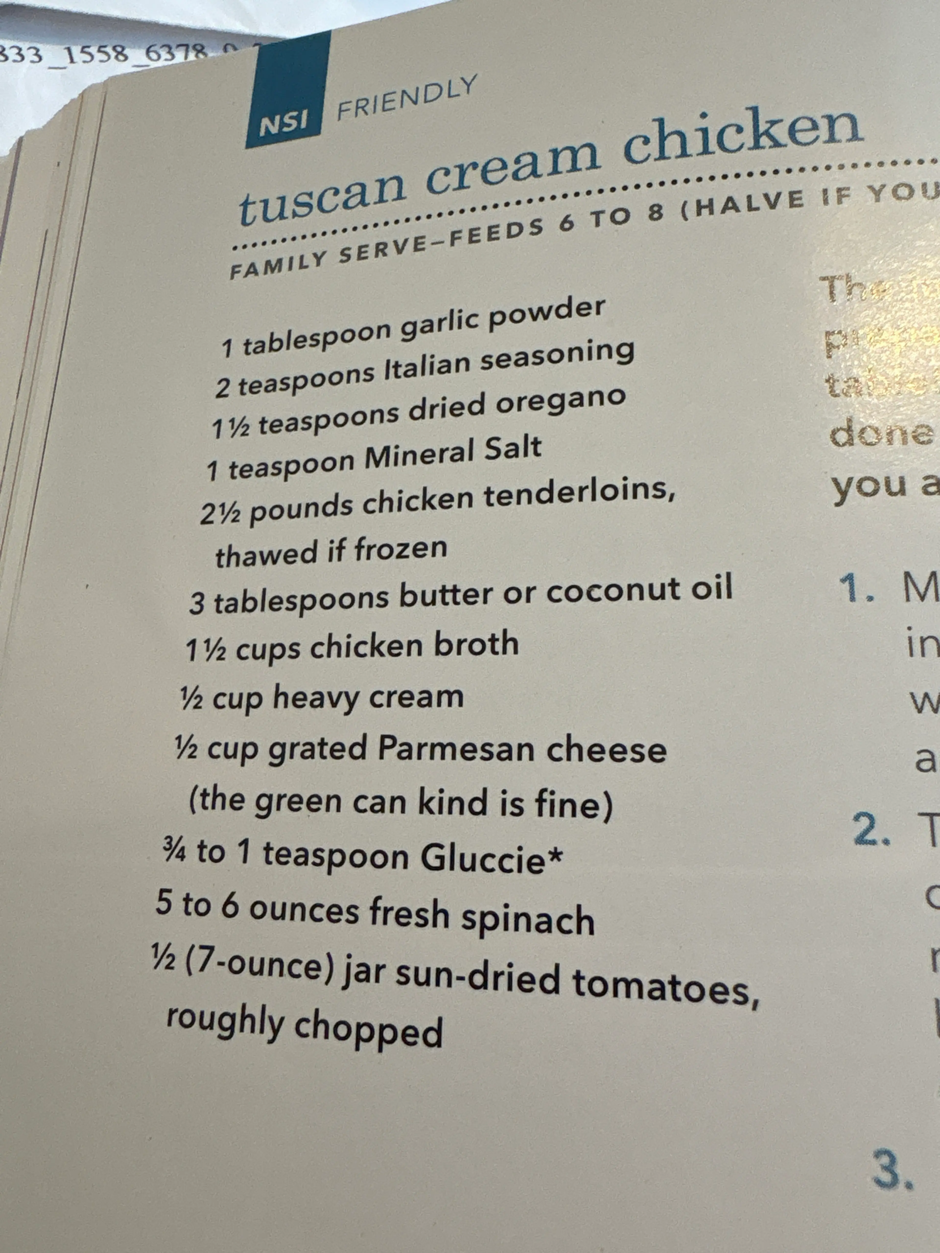 Tuscan Cream Chicken - Trim Healthy Mama
