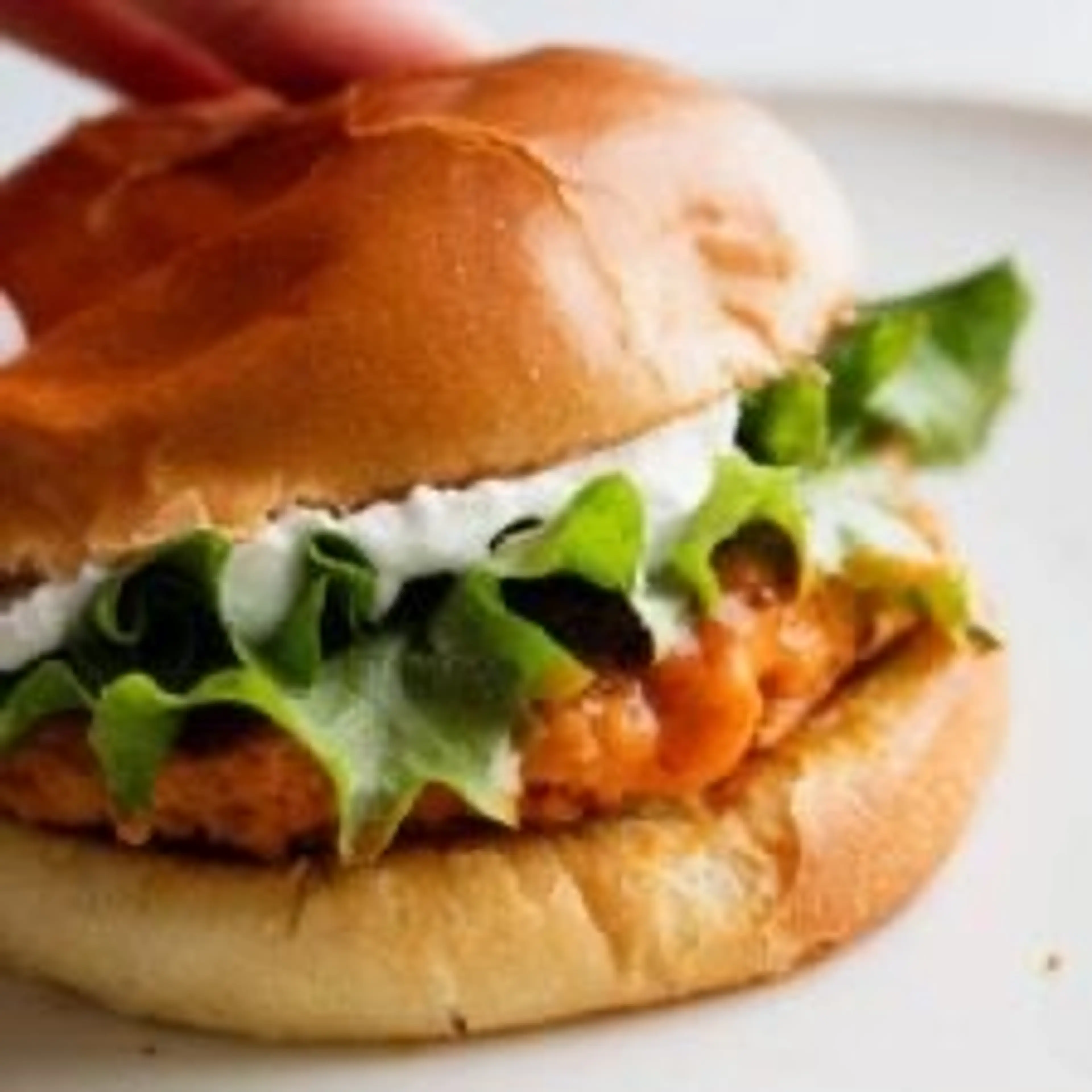 Buffalo Chicken Burgers with Whipped Feta Spread