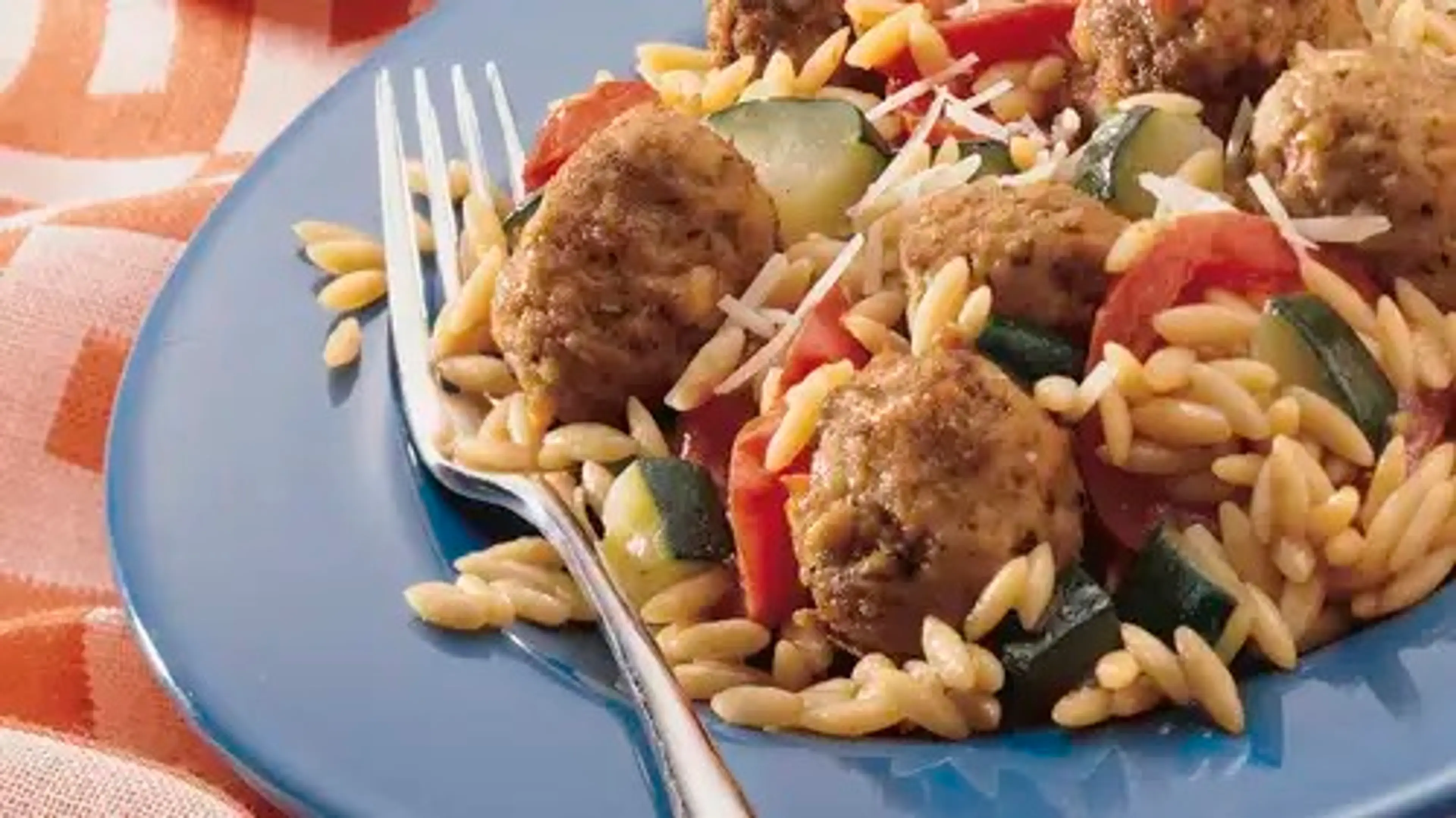 Meatballs with Orzo and Italian Vegetables