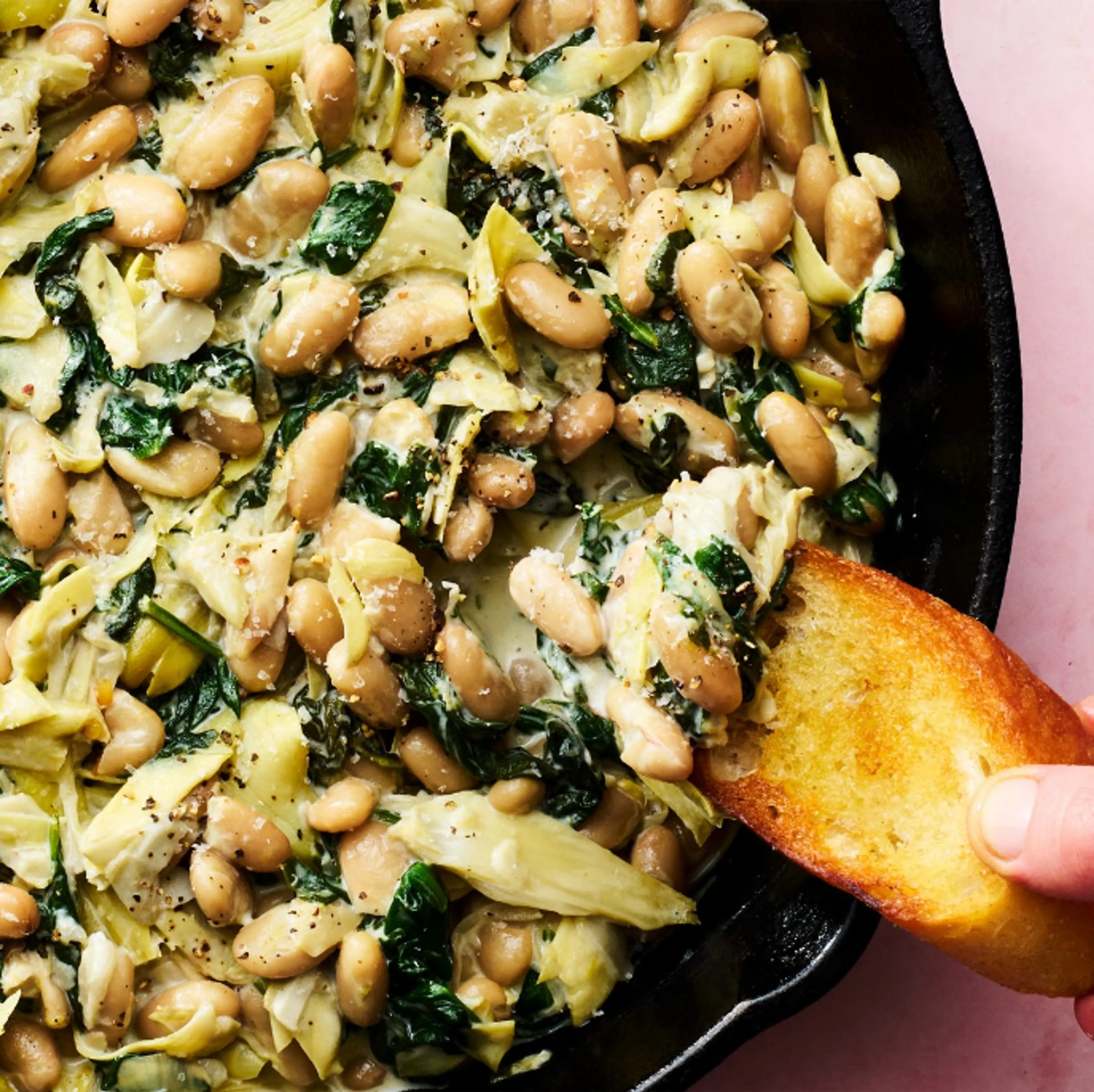Spinach & Artichoke White Bean Skillet