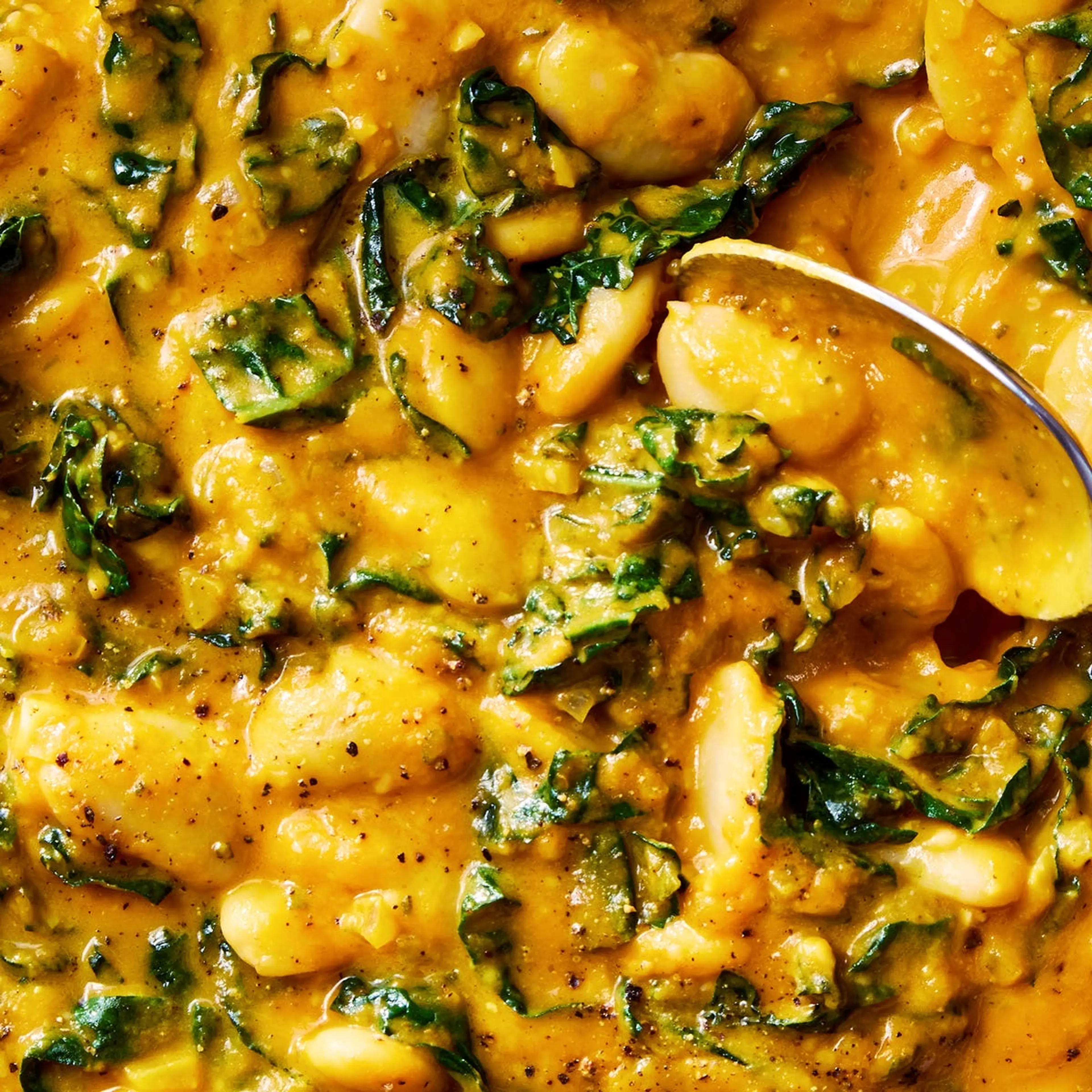 Creamy Pumpkin Beans & Greens
