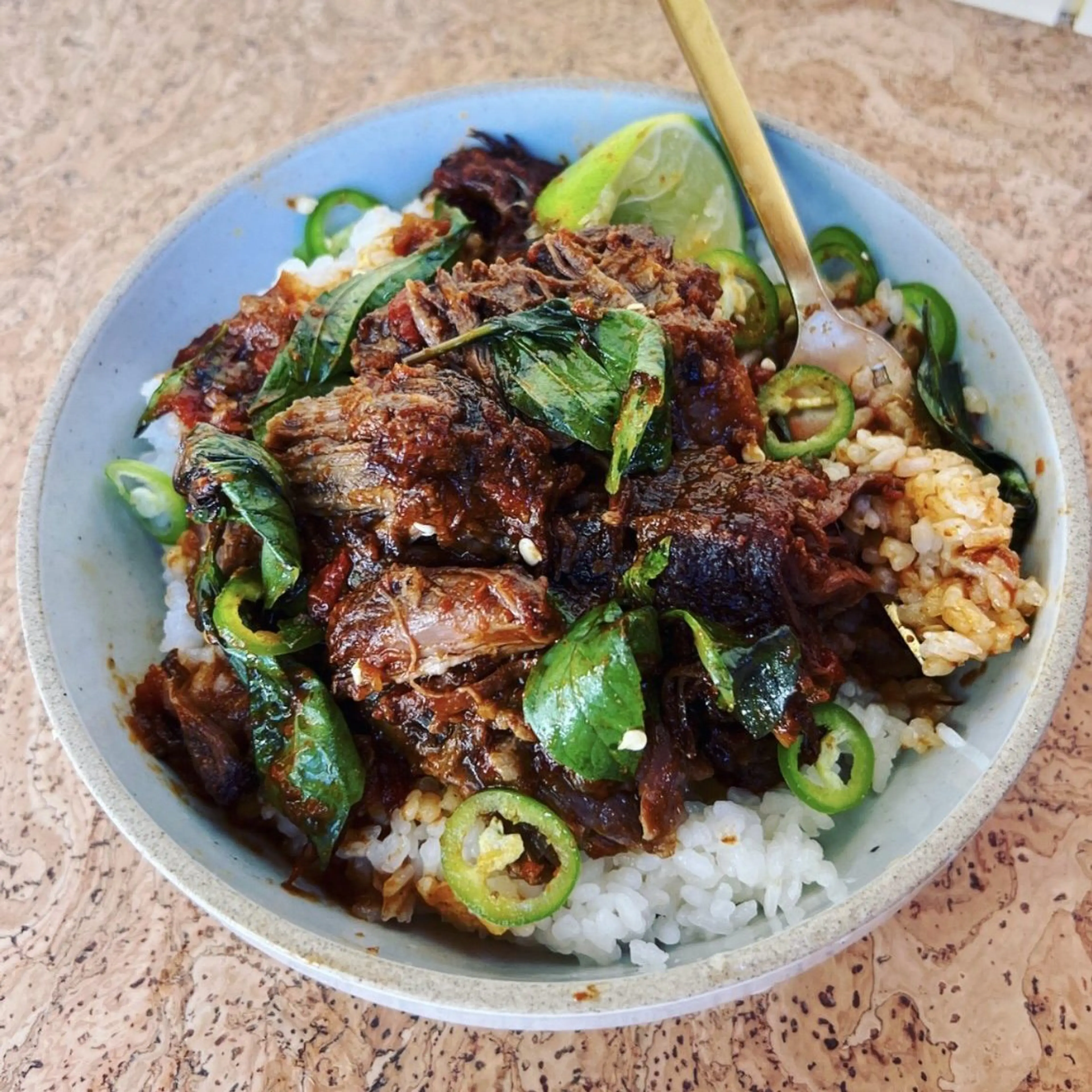 5-Spice Short Ribs with Chilies and Wilted Basil