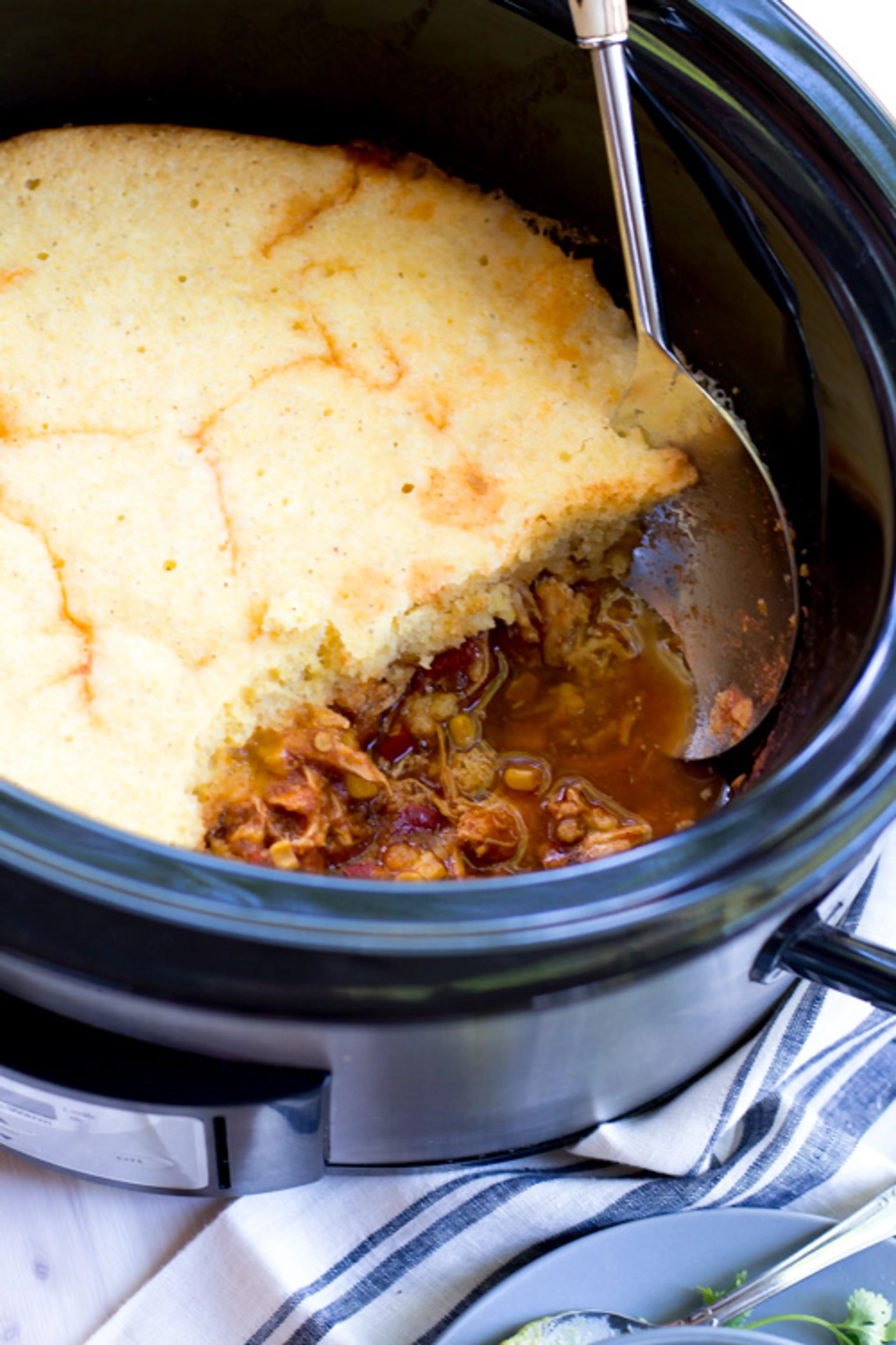 Mexican Chicken Chili with Cornbread Topping