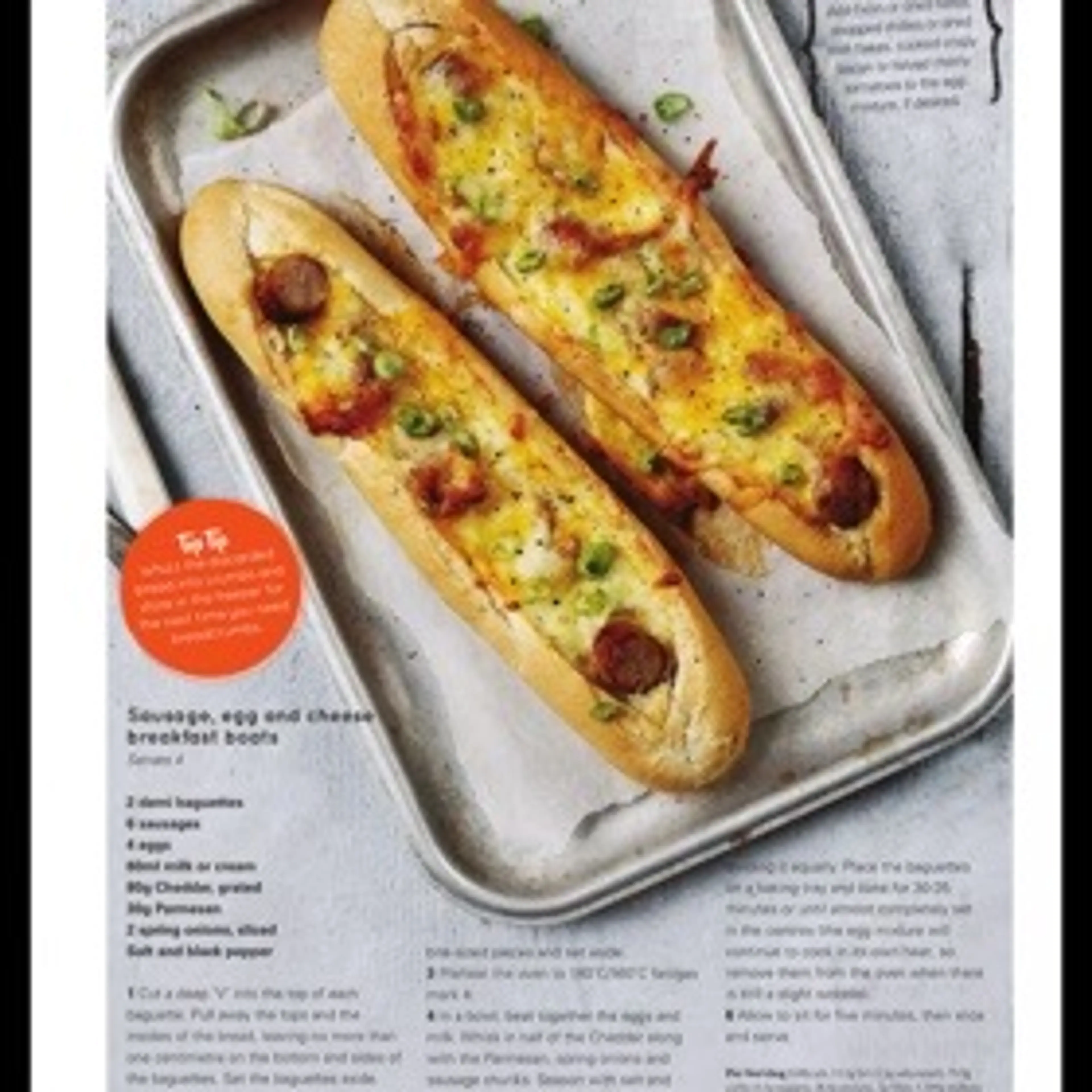 Sausage, egg and cheese breakfast boats