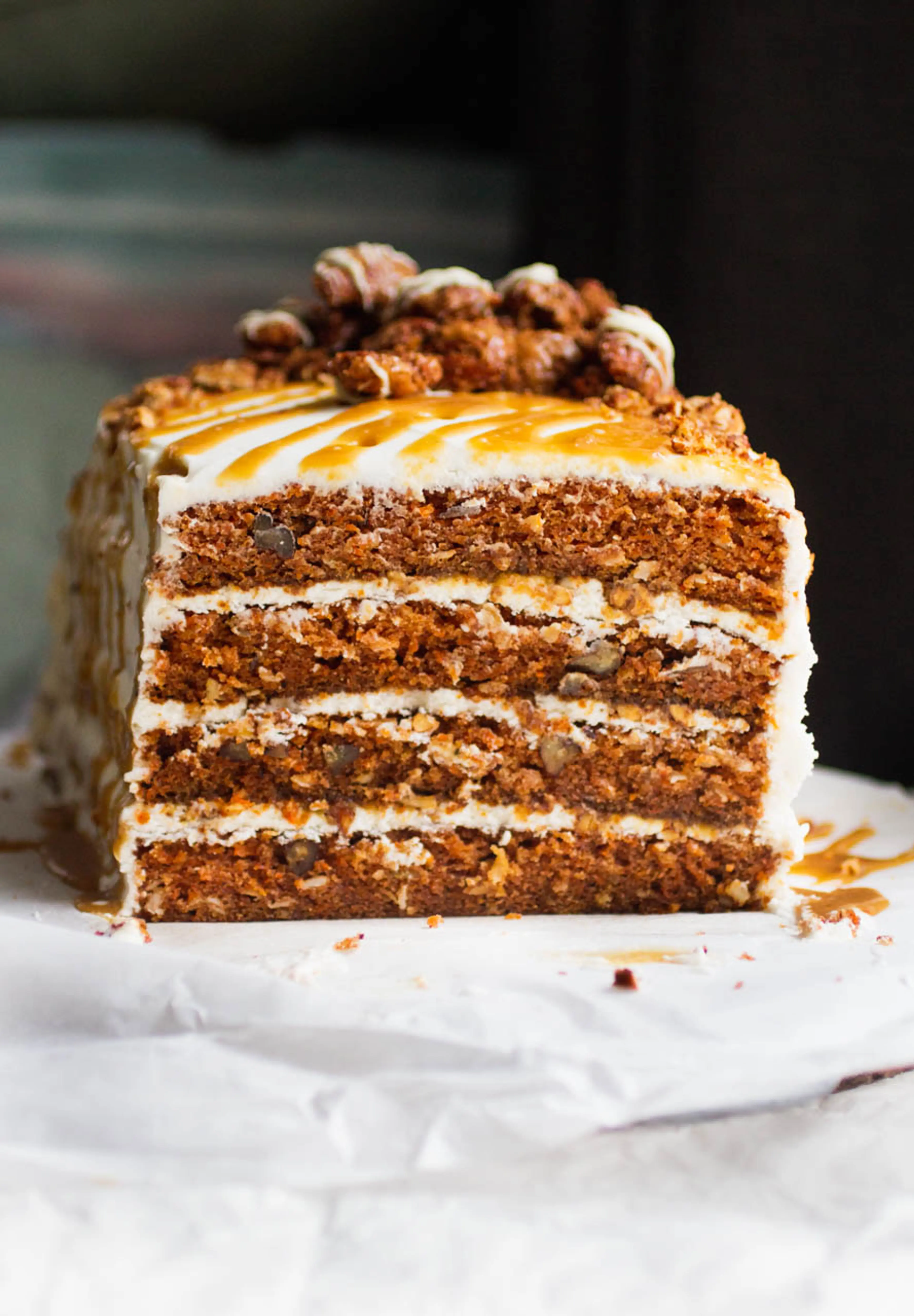 Carrot Cake with Candied Pecans