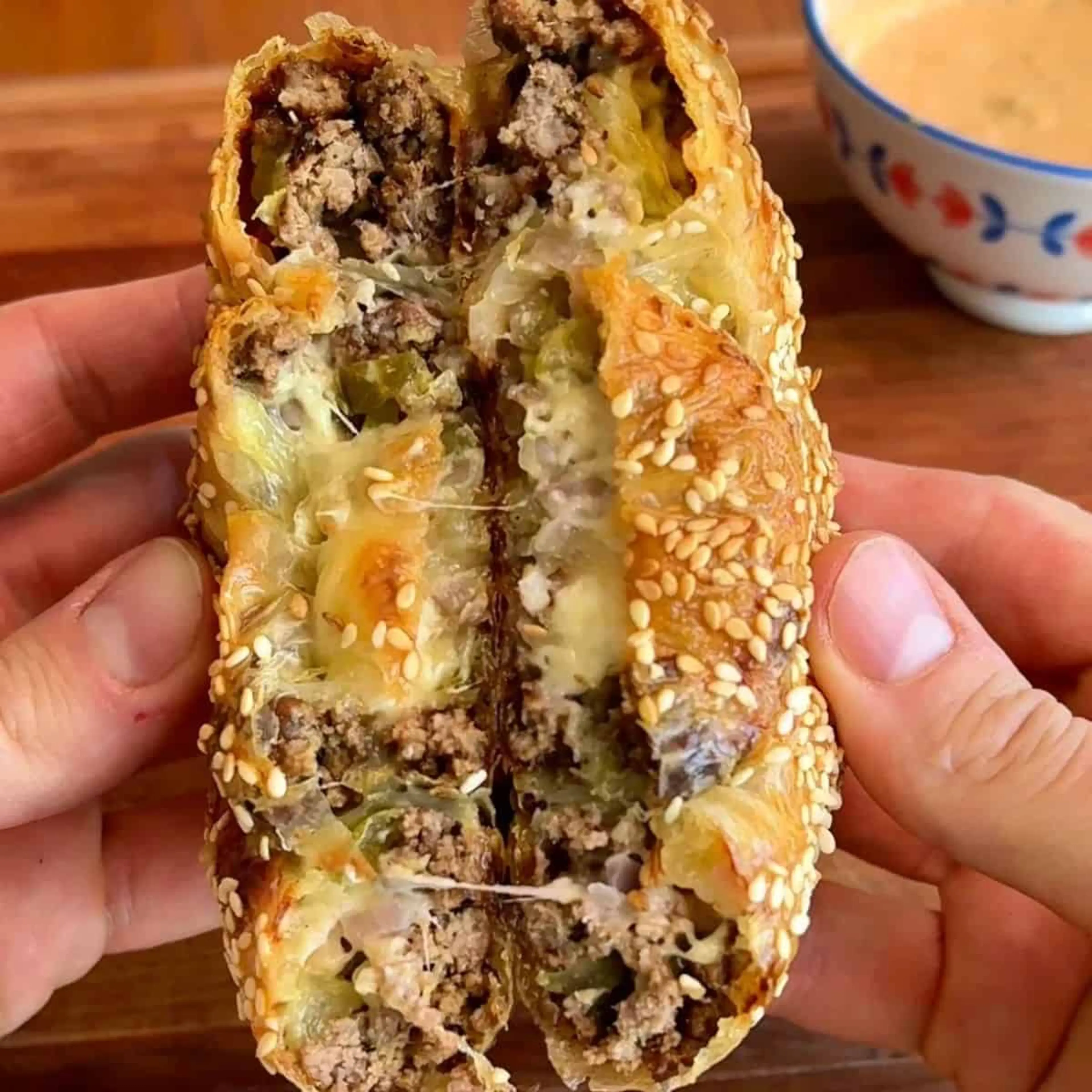 Big Mac Rice Paper Spirals (Crispy Gluten-Free Big Mac Wraps