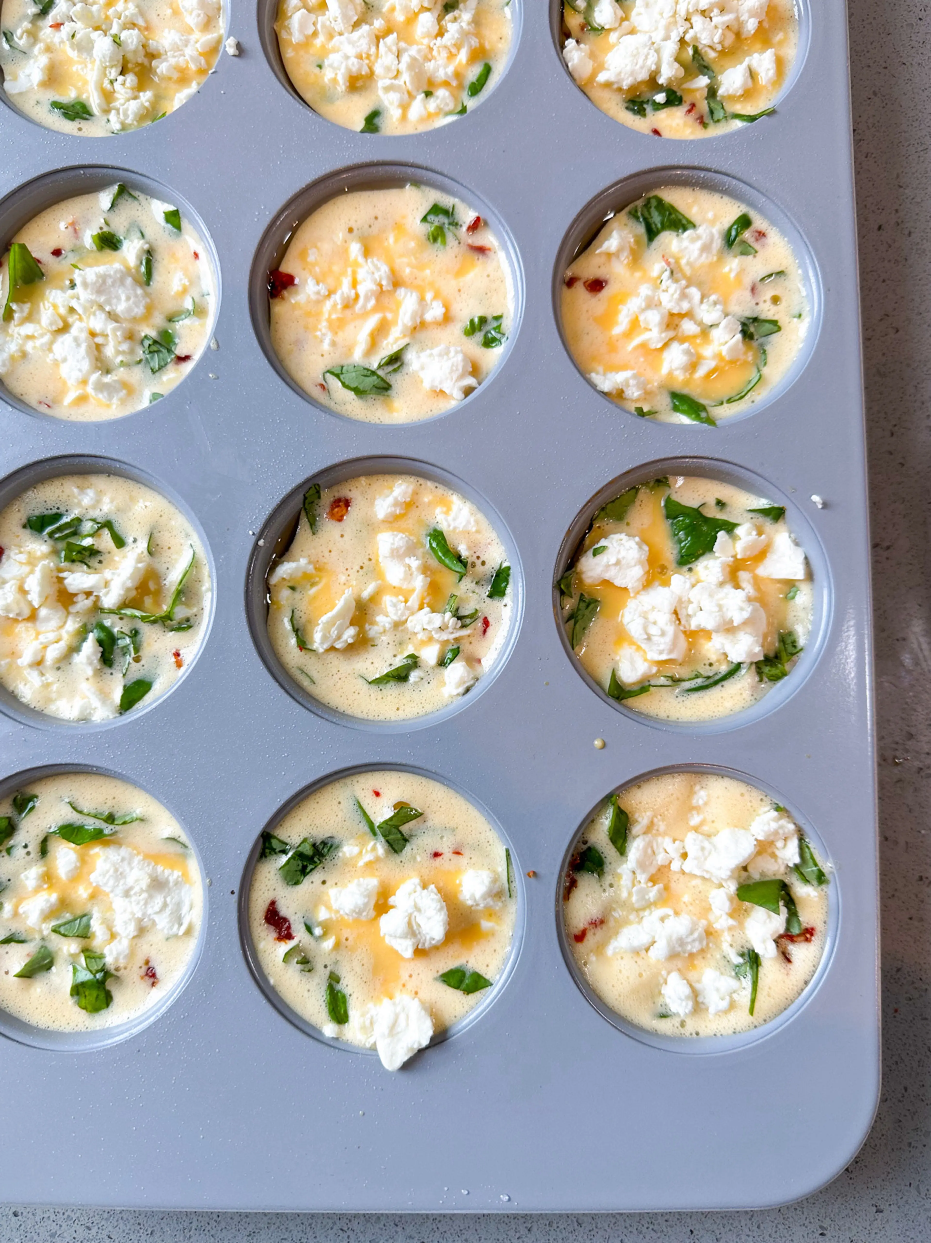Sun Dried Tomato, Basil, And Feta Egg Muffins