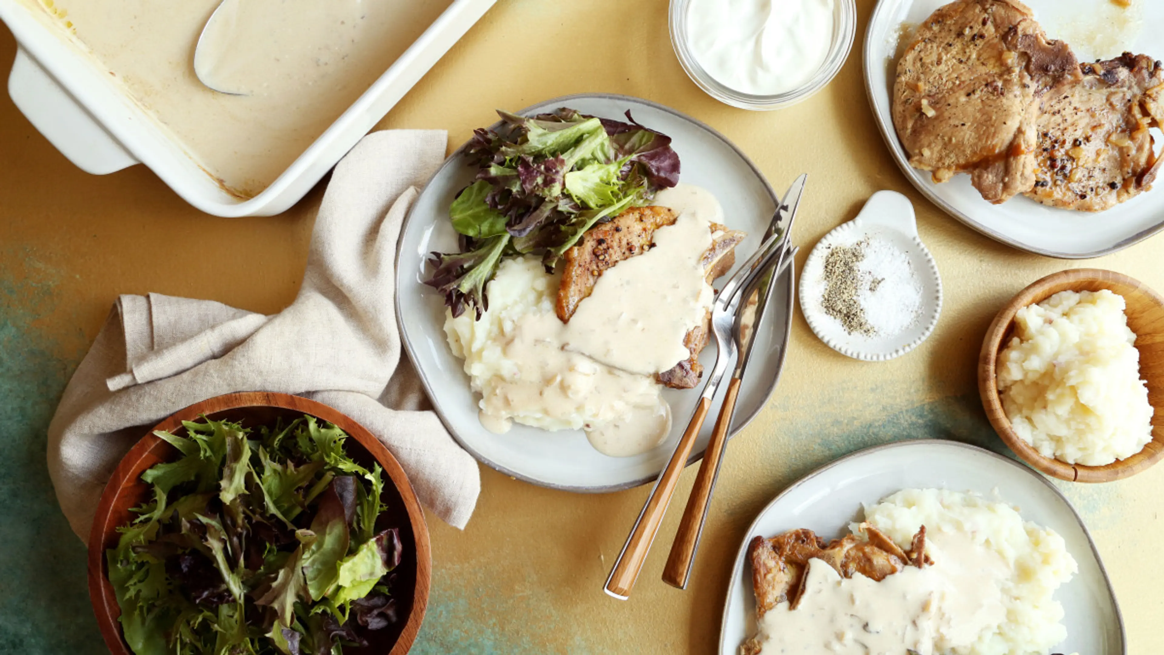 Baked Pork Chops in Onion Sour Cream Gravy