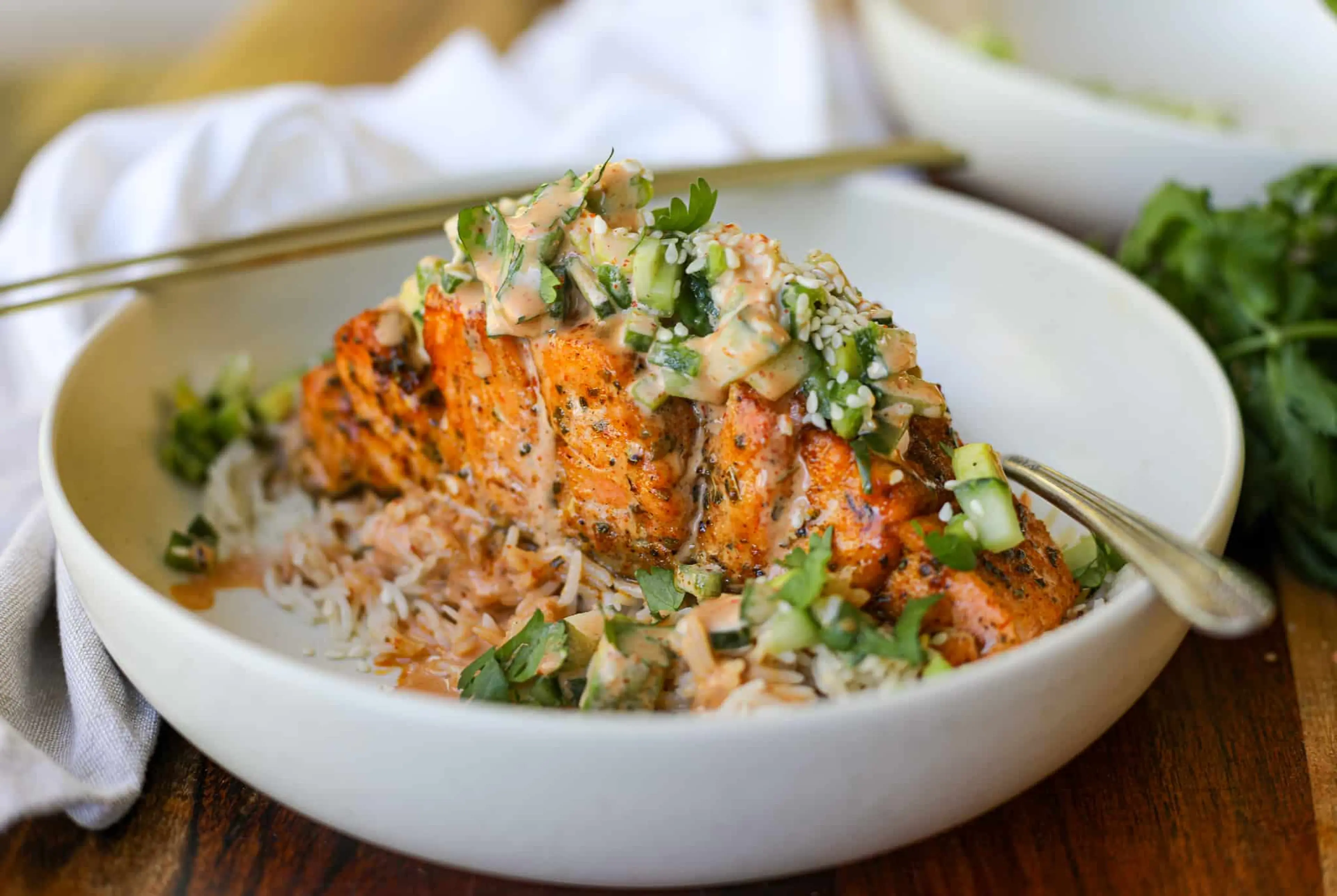 Air Fryer Spicy Hasselback Salmon